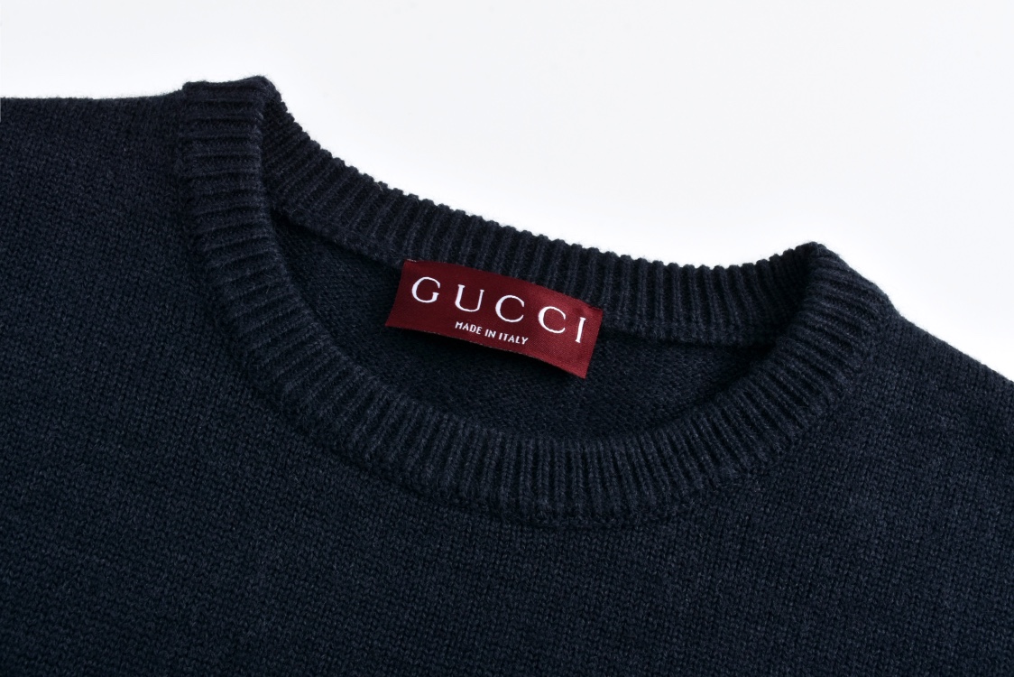 GUCCl 古驰 消散字母logo圆领毛衣 外套 长袖 藏蓝色 B0 795834-XKD7K-4594