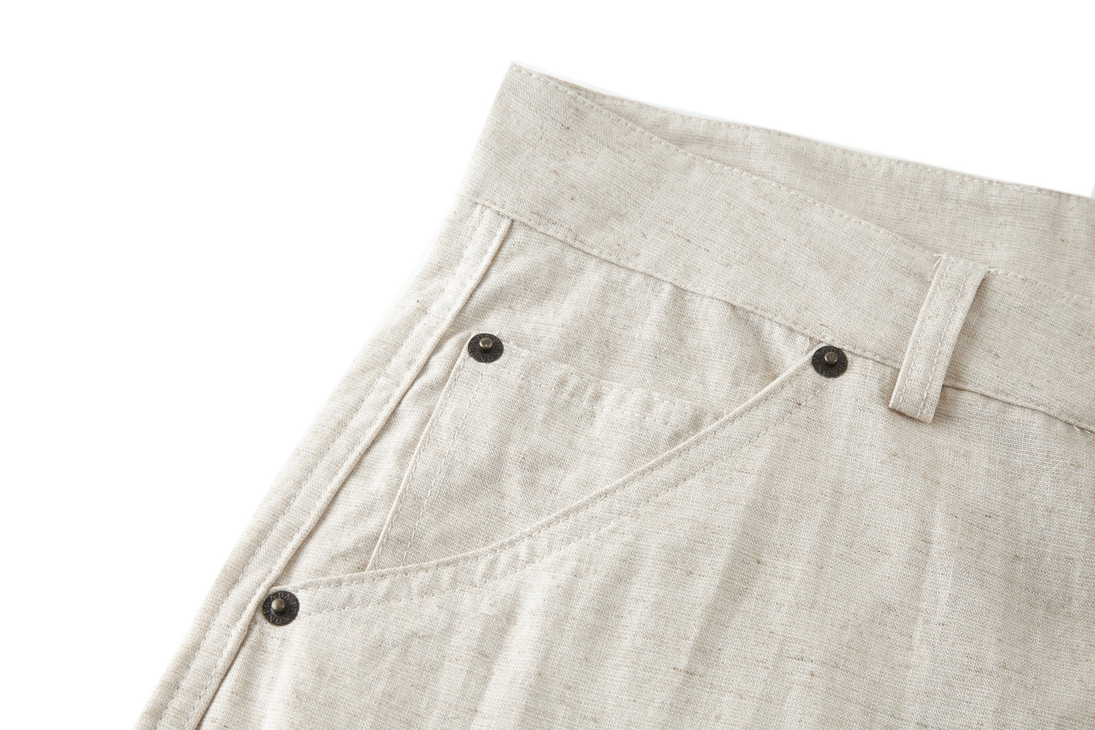 PRADA 普拉达 口袋钢标棉麻长裤 休闲裤 裤子 米白色 B0