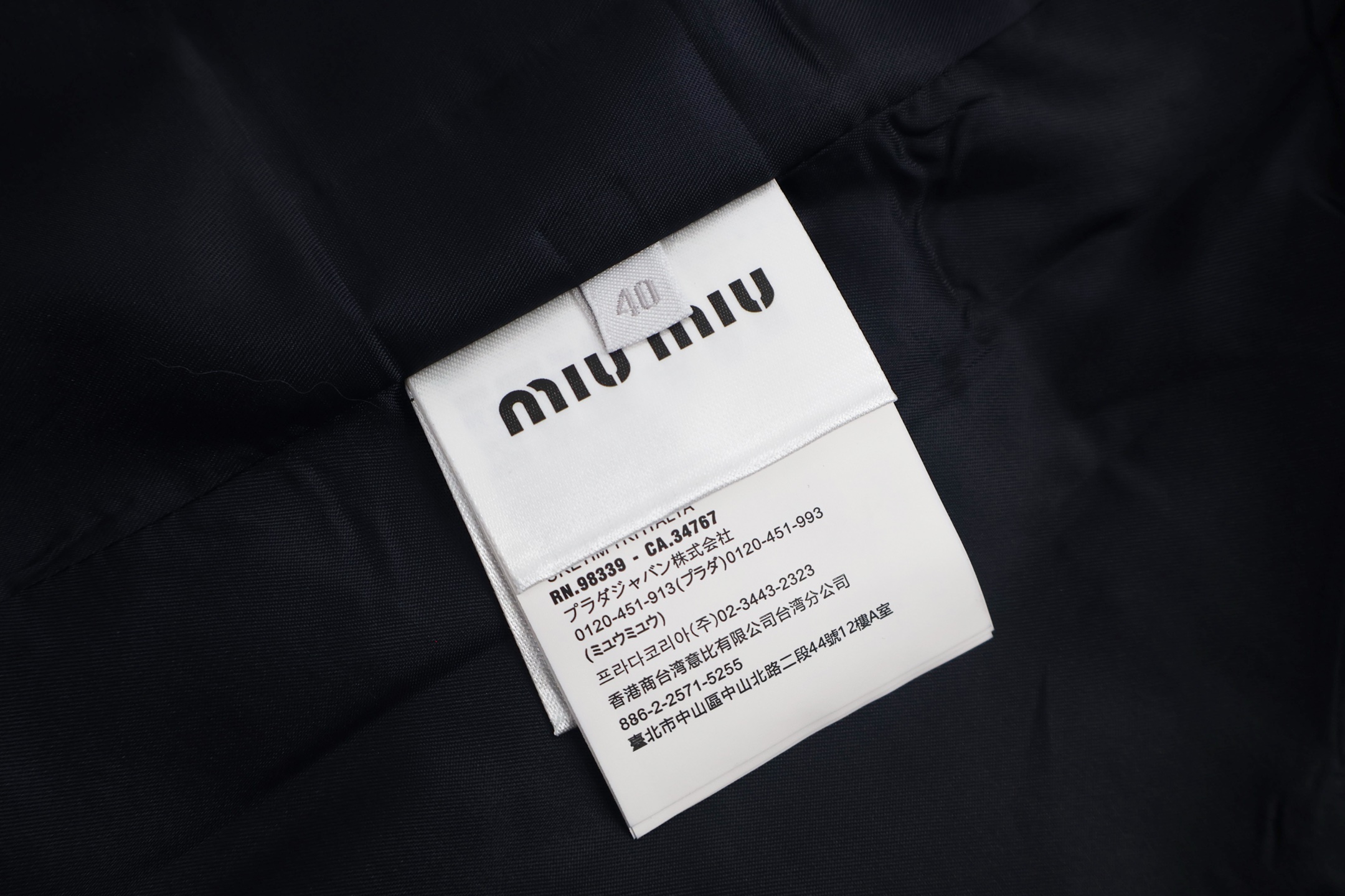 MIU MIU 缪缪 假两件格纹袖西装外套 长袖 藏蓝色 C0 MH1972-11AD-F0008-S-OOO