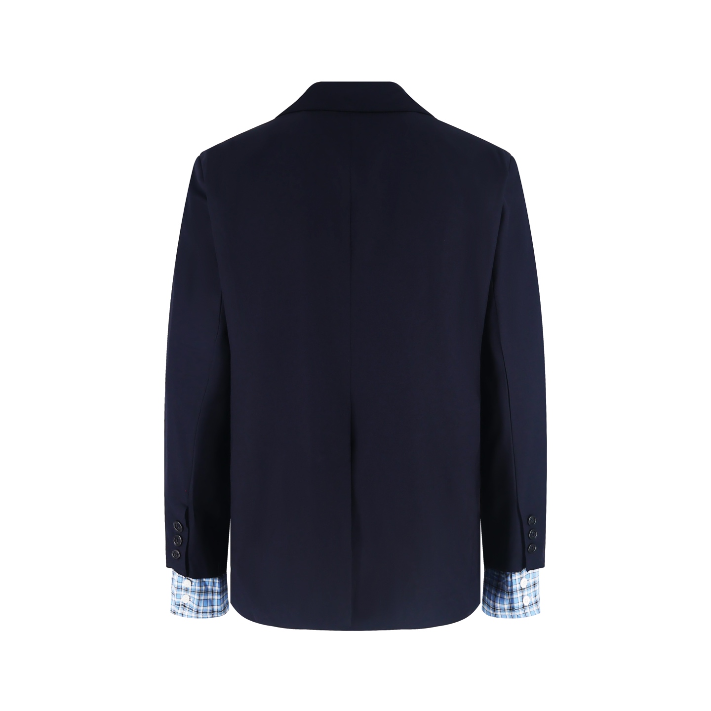 MIU MIU 缪缪 假两件格纹袖西装外套 长袖 藏蓝色 C0 MH1972-11AD-F0008-S-OOO