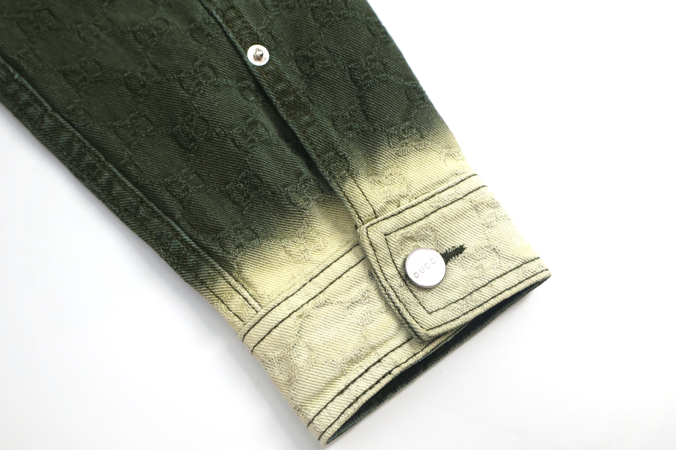 GUCCl 古驰 暗纹提花渐变牛仔外套 夹克 长袖 绿色 C0 828126-XDDBB-3058