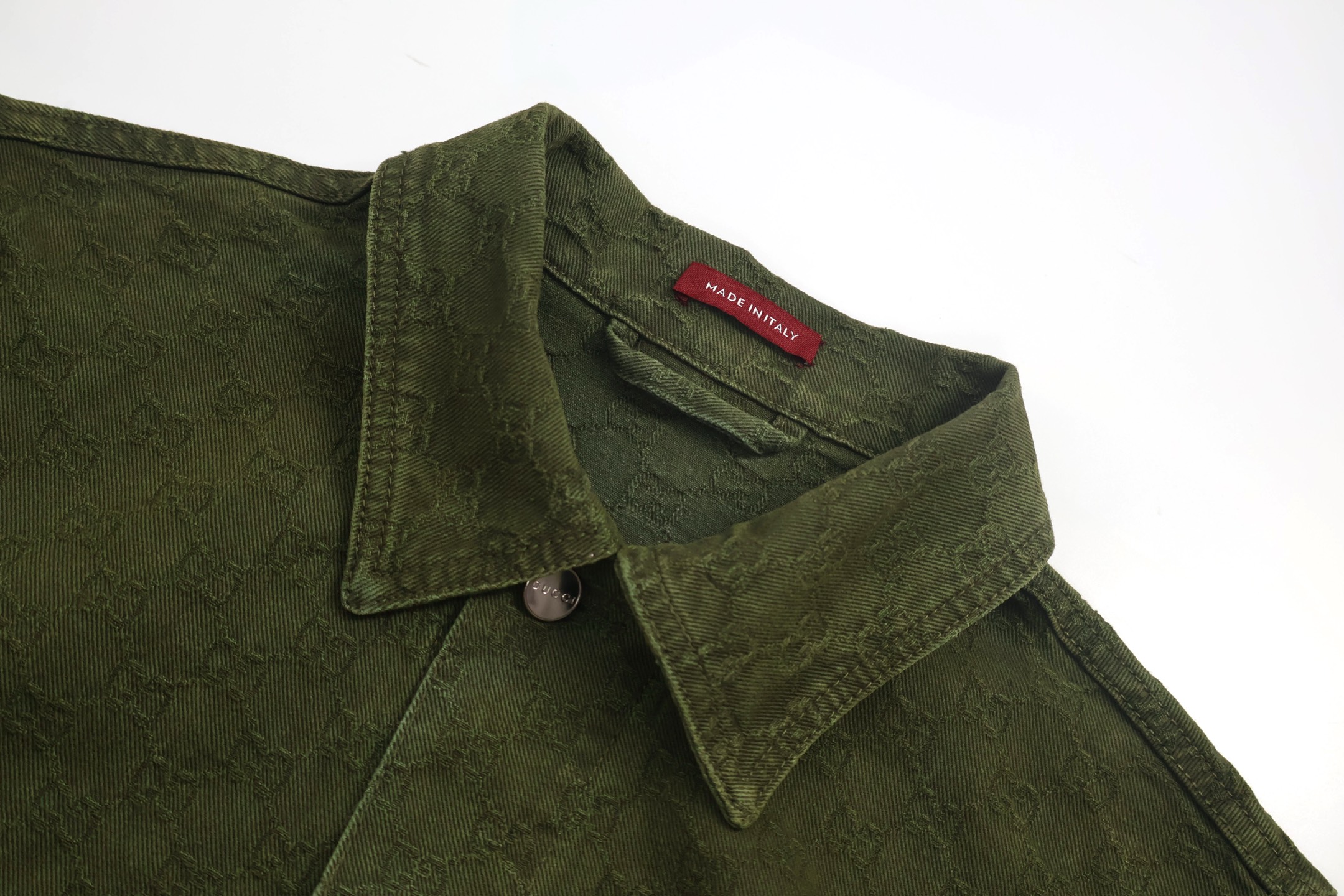 GUCCl 古驰 暗纹提花渐变牛仔外套 夹克 长袖 绿色 C0 828126-XDDBB-3058