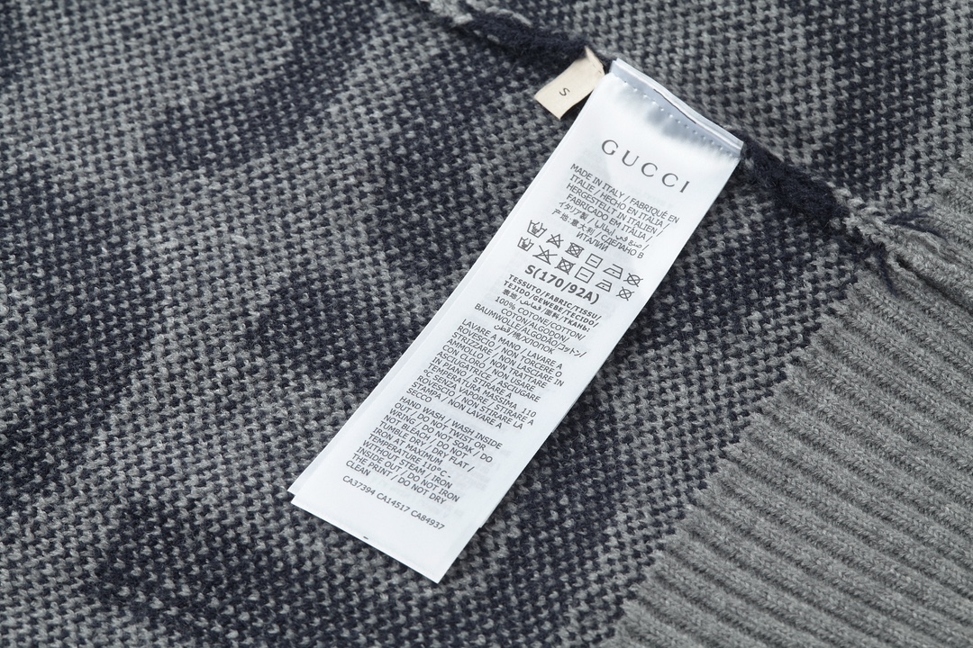 GUCCl 古驰 大G提花 V领开衫 毛衣 外套 长袖 灰色 B0 771707-XKDLV-1140