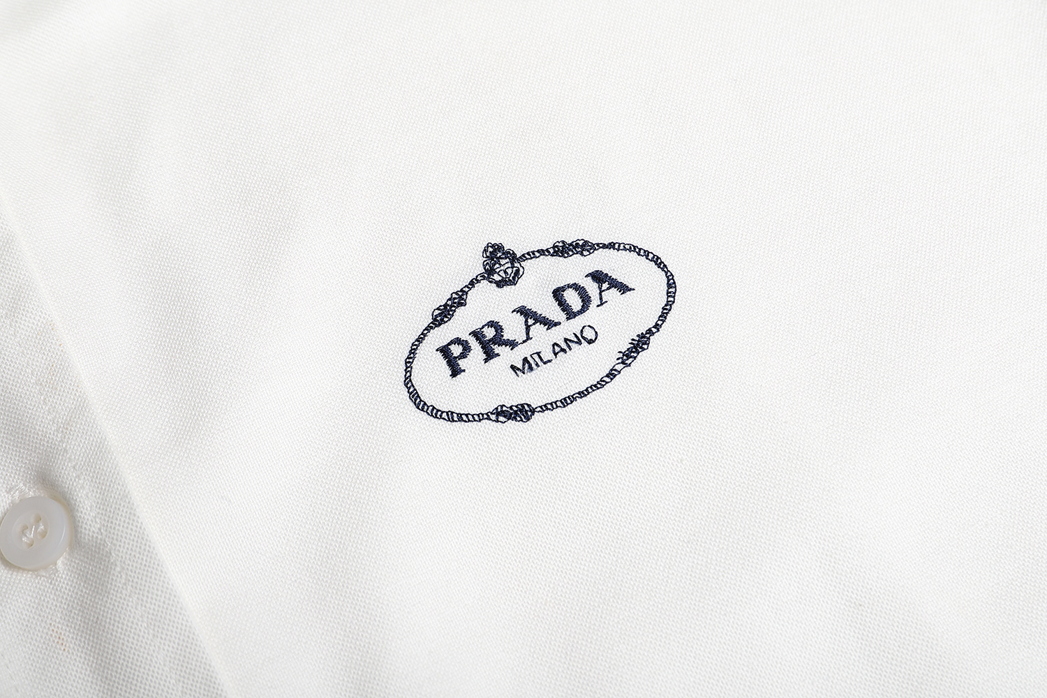PRADA 普拉达 翻领刺绣衬衫 外套 长袖 蓝色 白色 A5 P497GR-14JW-F0012-S-OOO