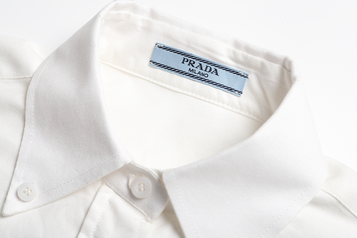 PRADA 普拉达 翻领刺绣衬衫 外套 长袖 蓝色 白色 A5 P497GR-14JW-F0012-S-OOO