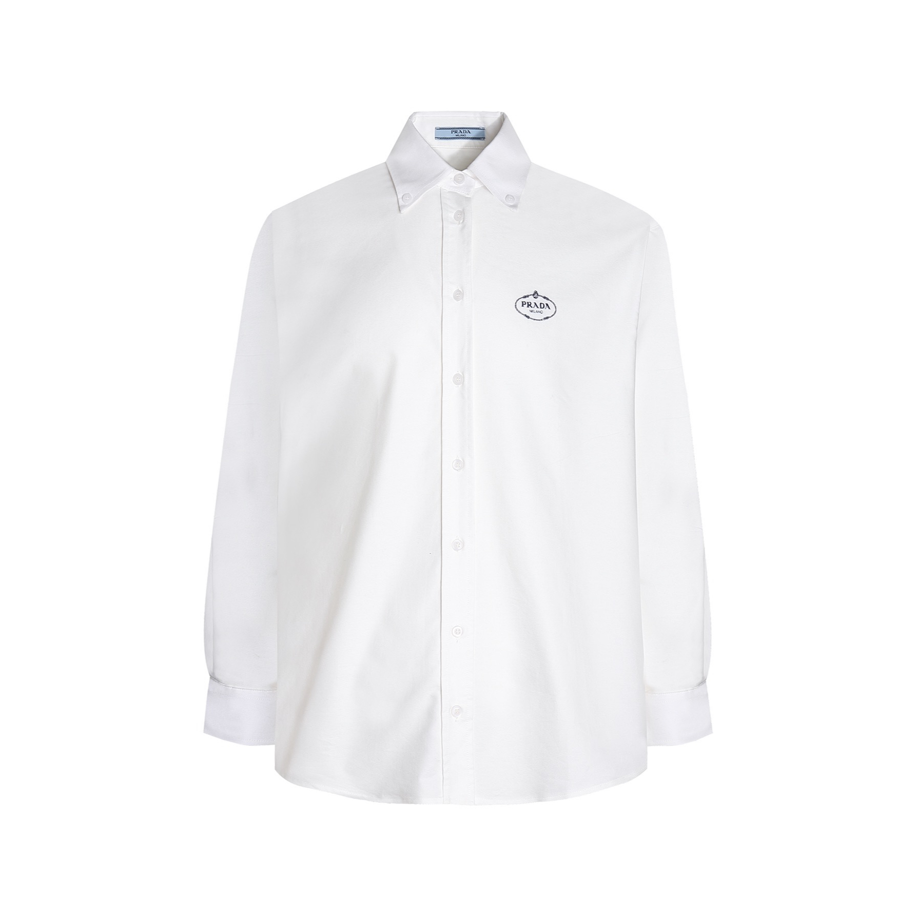 PRADA 普拉达 翻领刺绣衬衫 外套 长袖 蓝色 白色 A5 P497GR-14JW-F0012-S-OOO
