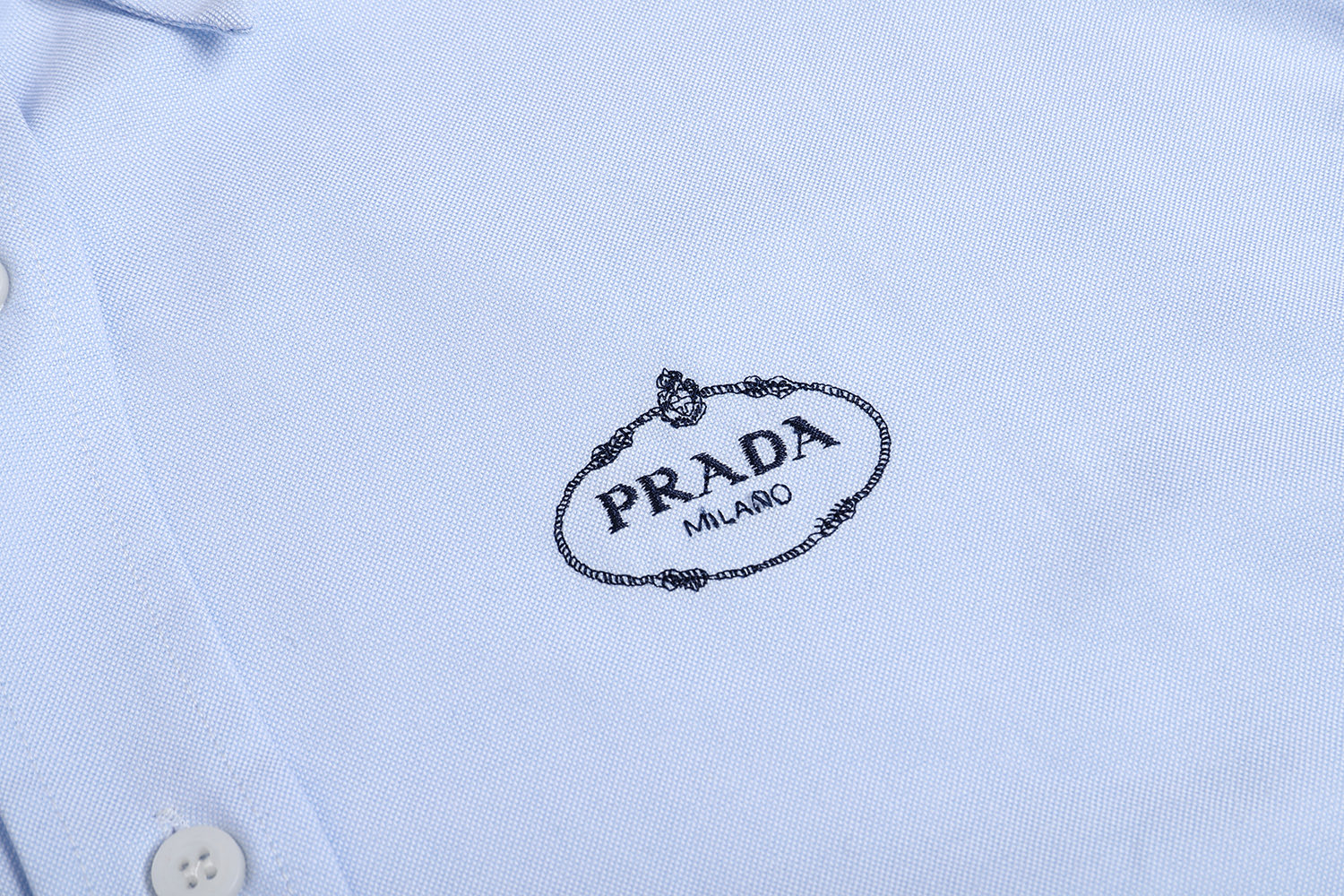 PRADA 普拉达 翻领刺绣衬衫 外套 长袖 蓝色 白色 A5 P497GR-14JW-F0012-S-OOO