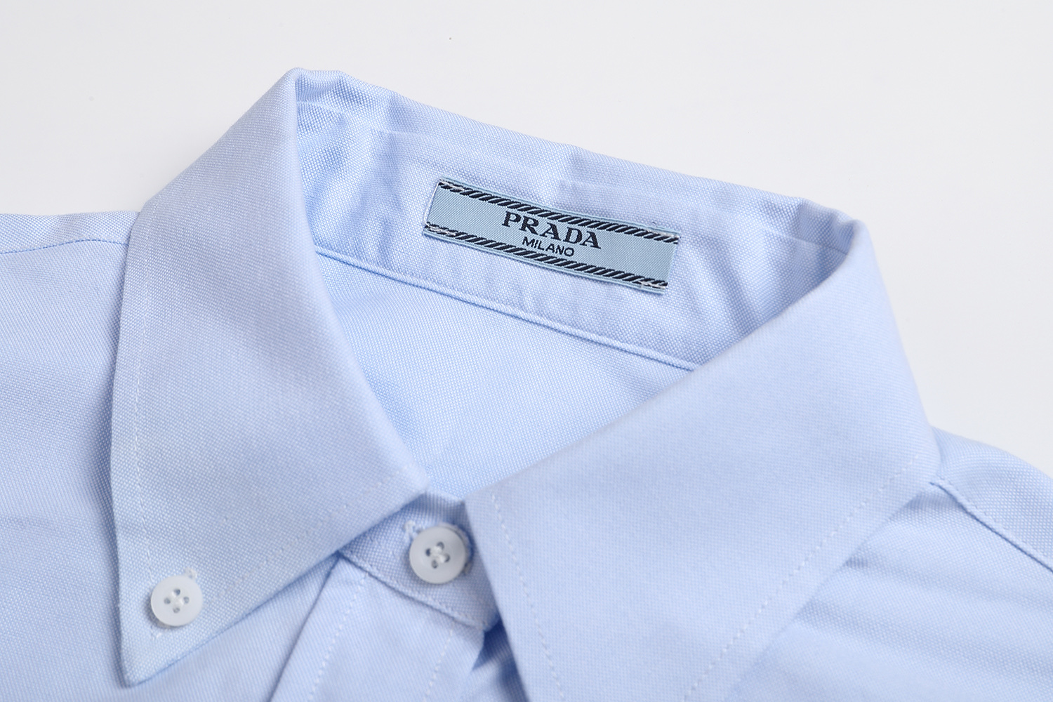 PRADA 普拉达 翻领刺绣衬衫 外套 长袖 蓝色 白色 A5 P497GR-14JW-F0012-S-OOO