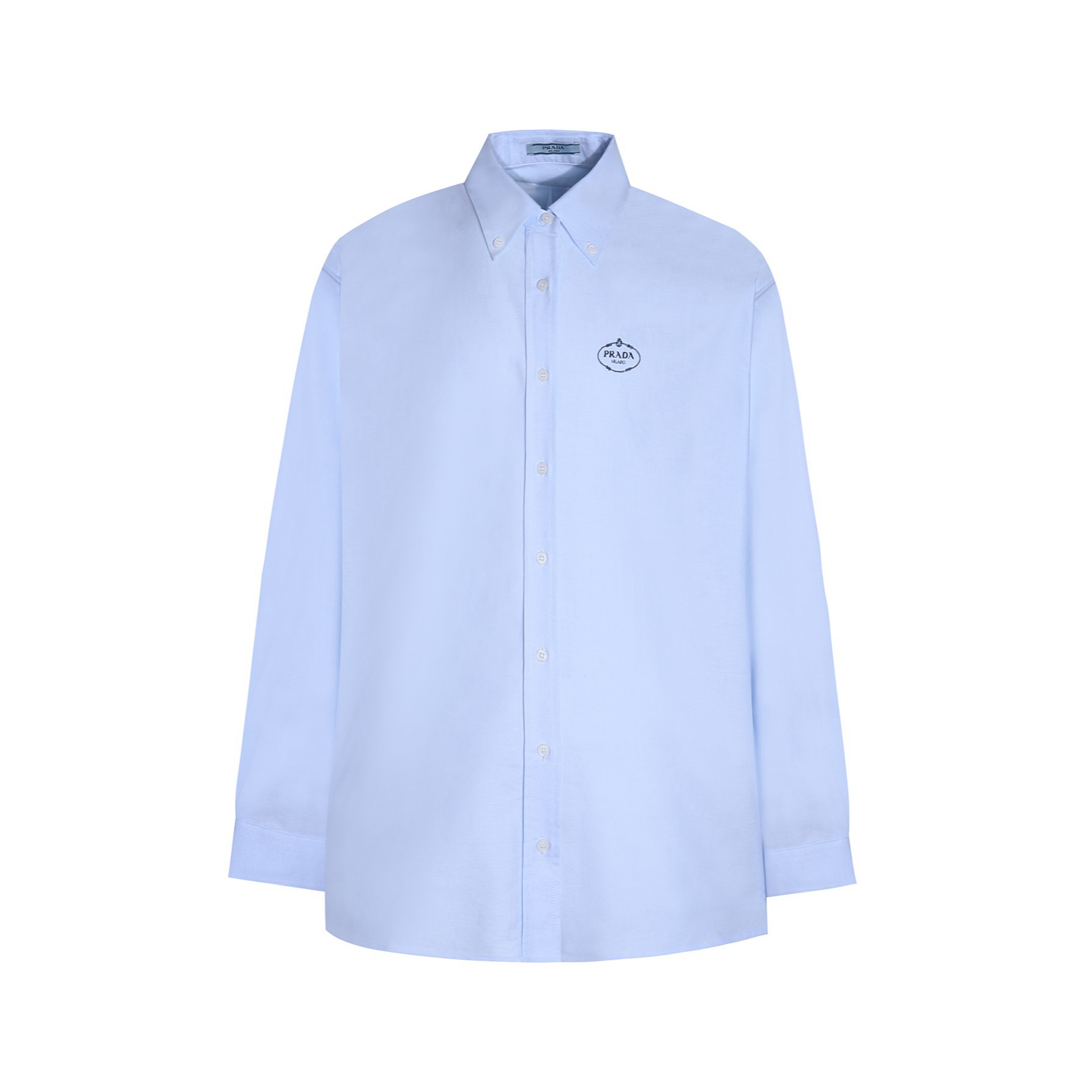 PRADA 普拉达 翻领刺绣衬衫 外套 长袖 蓝色 白色 A5 P497GR-14JW-F0012-S-OOO