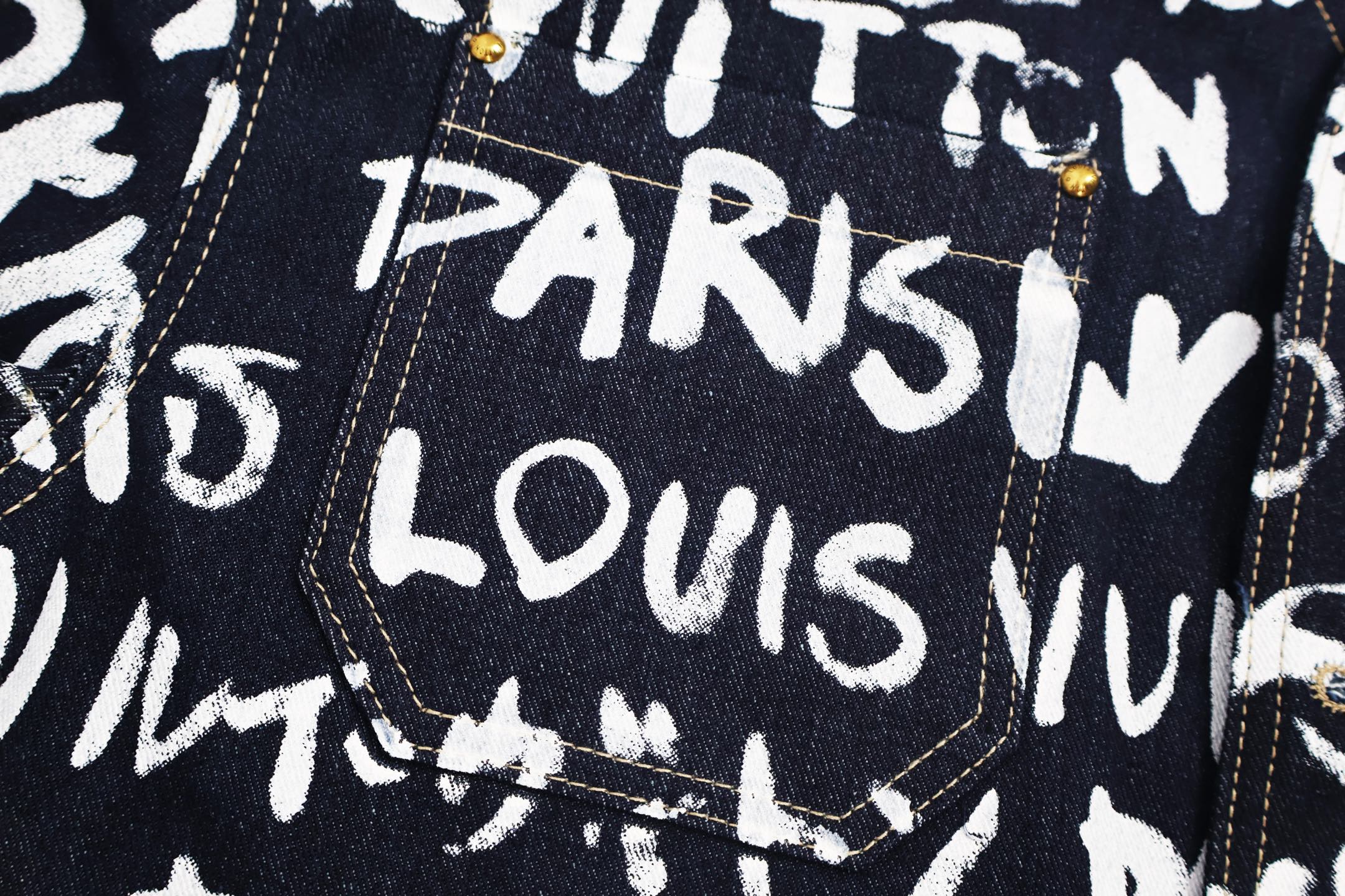 LOUIS VUITTON 路易威登 Nigo联名款 涂鸦无领棉服 牛仔外套 夹克 长袖 C0 1AILLM