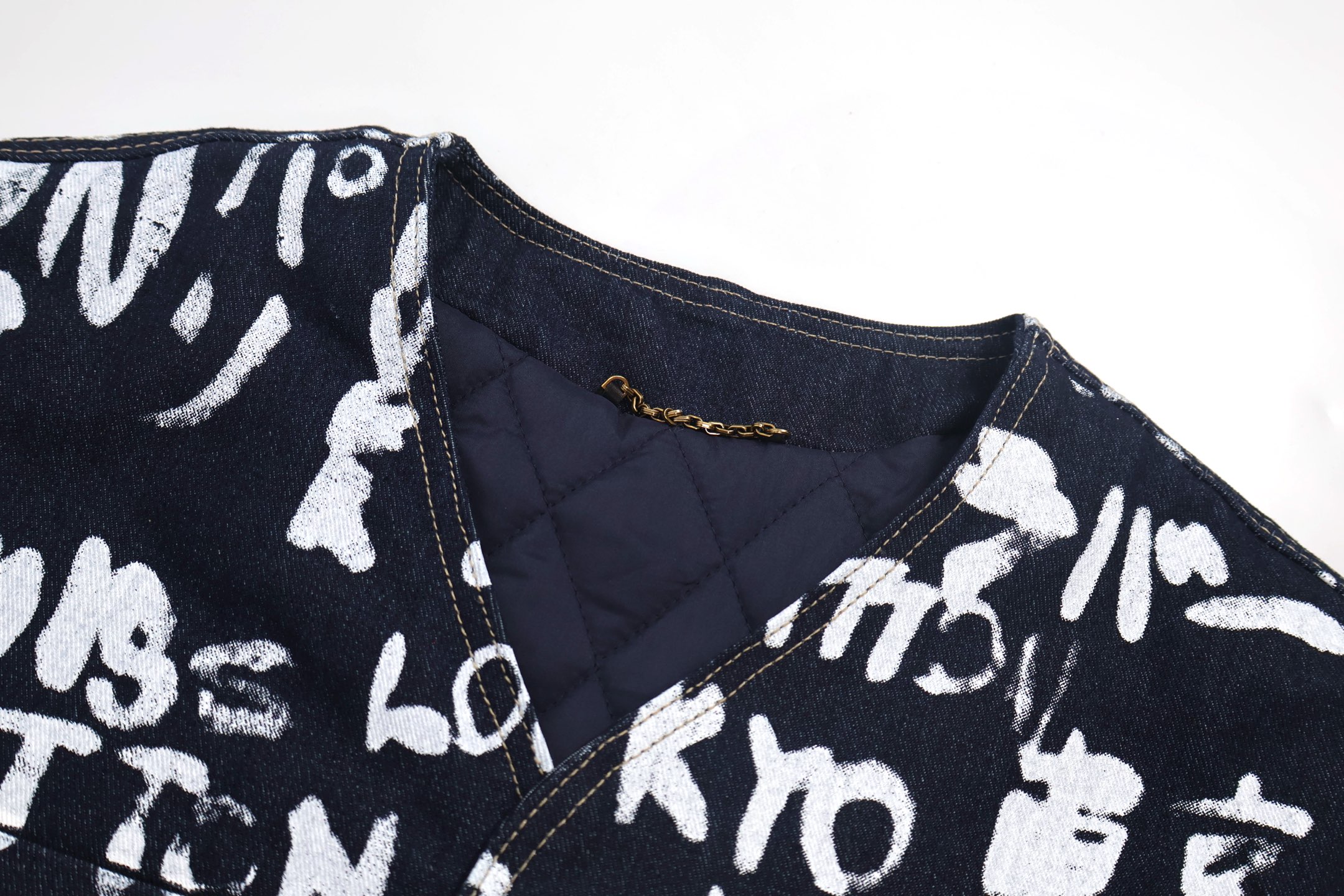 LOUIS VUITTON 路易威登 Nigo联名款 涂鸦无领棉服 牛仔外套 夹克 长袖 C0 1AILLM