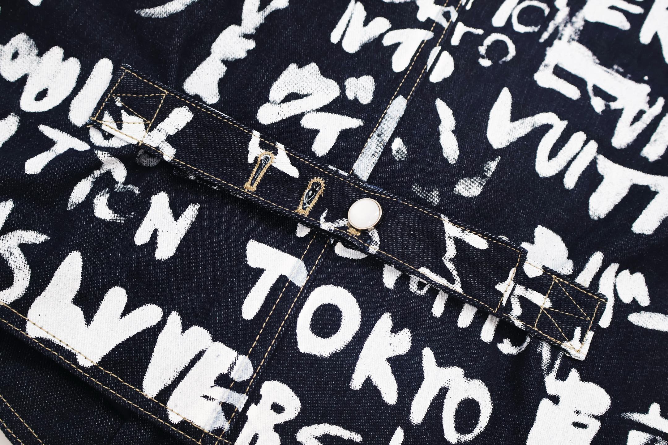 LOUIS VUITTON 路易威登 Nigo联名款 涂鸦无领棉服 牛仔外套 夹克 长袖 C0 1AILLM