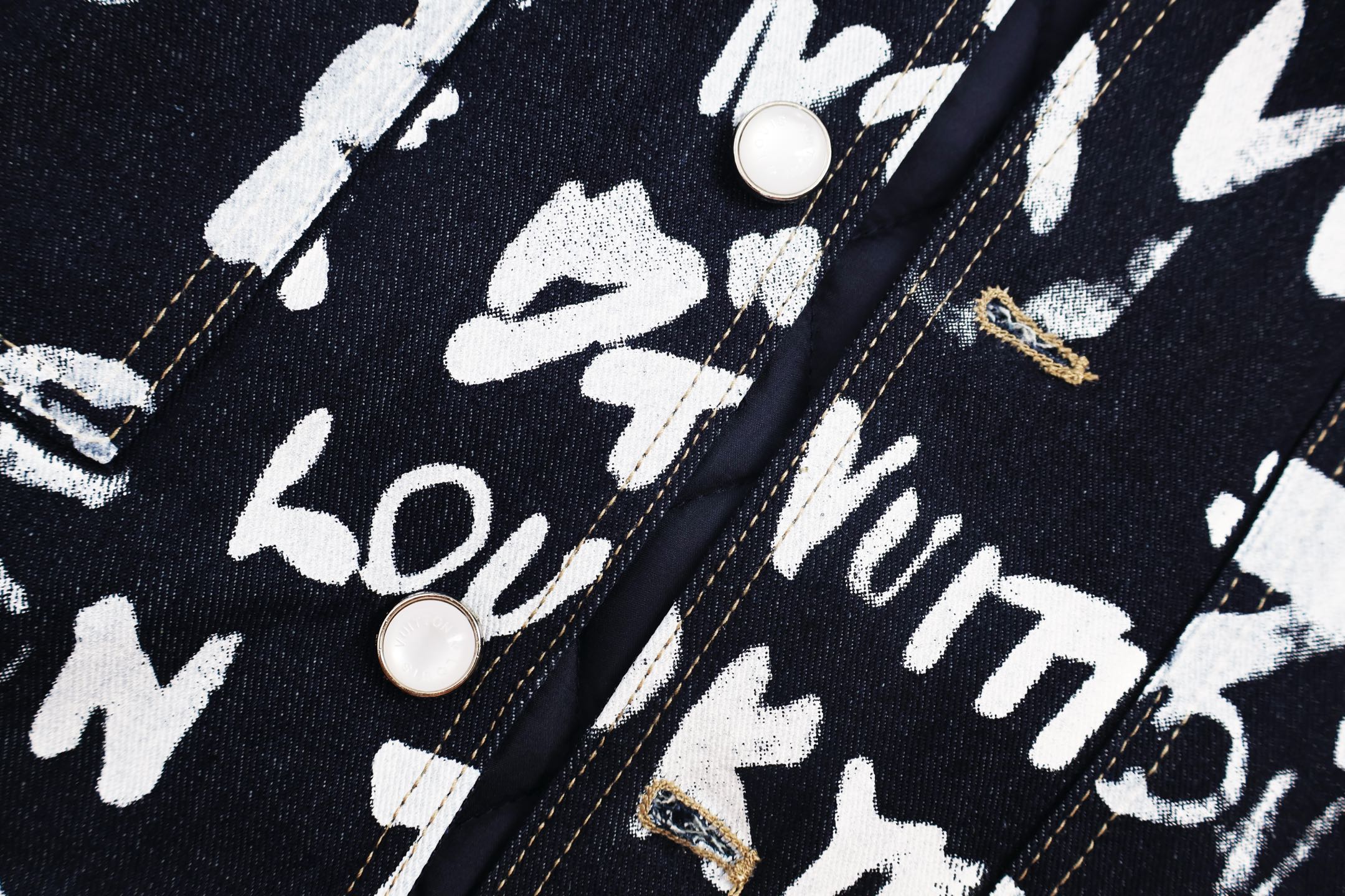 LOUIS VUITTON 路易威登 Nigo联名款 涂鸦无领棉服 牛仔外套 夹克 长袖 C0 1AILLM