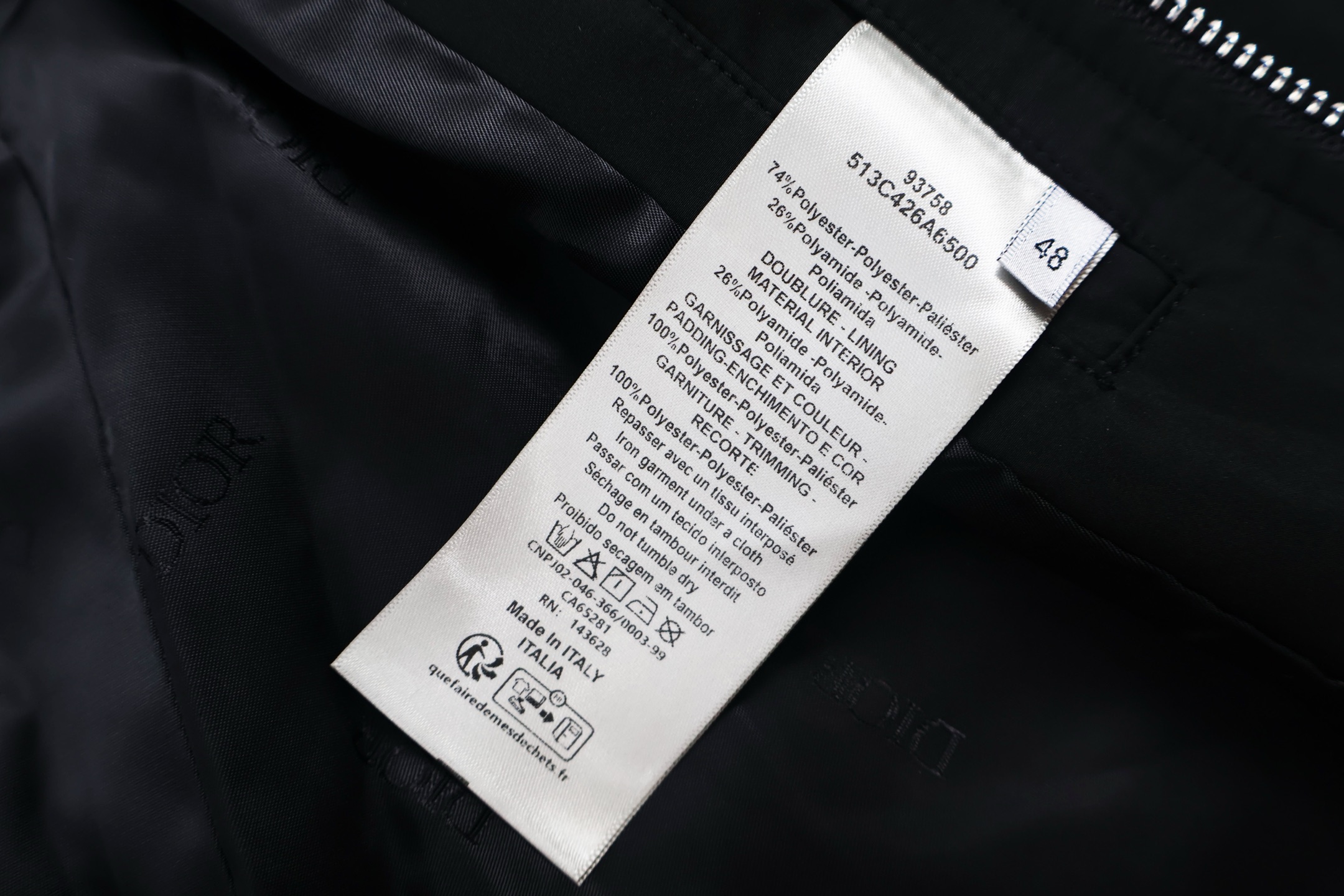 DIOR 迪奥 Lewis Hamilton 合作系列 47飞行员棉服夹克 外套 长袖 黑色 C0 513C426A6500-C900