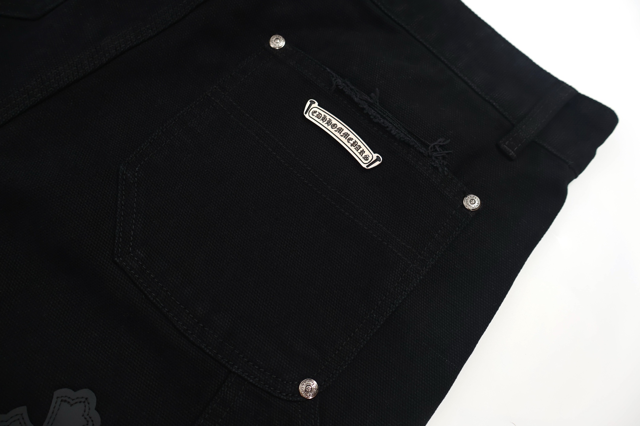 Chrome Hearts 克罗心 贴皮十字架牛仔短裤 五分裤 休闲裤 黑色 B0