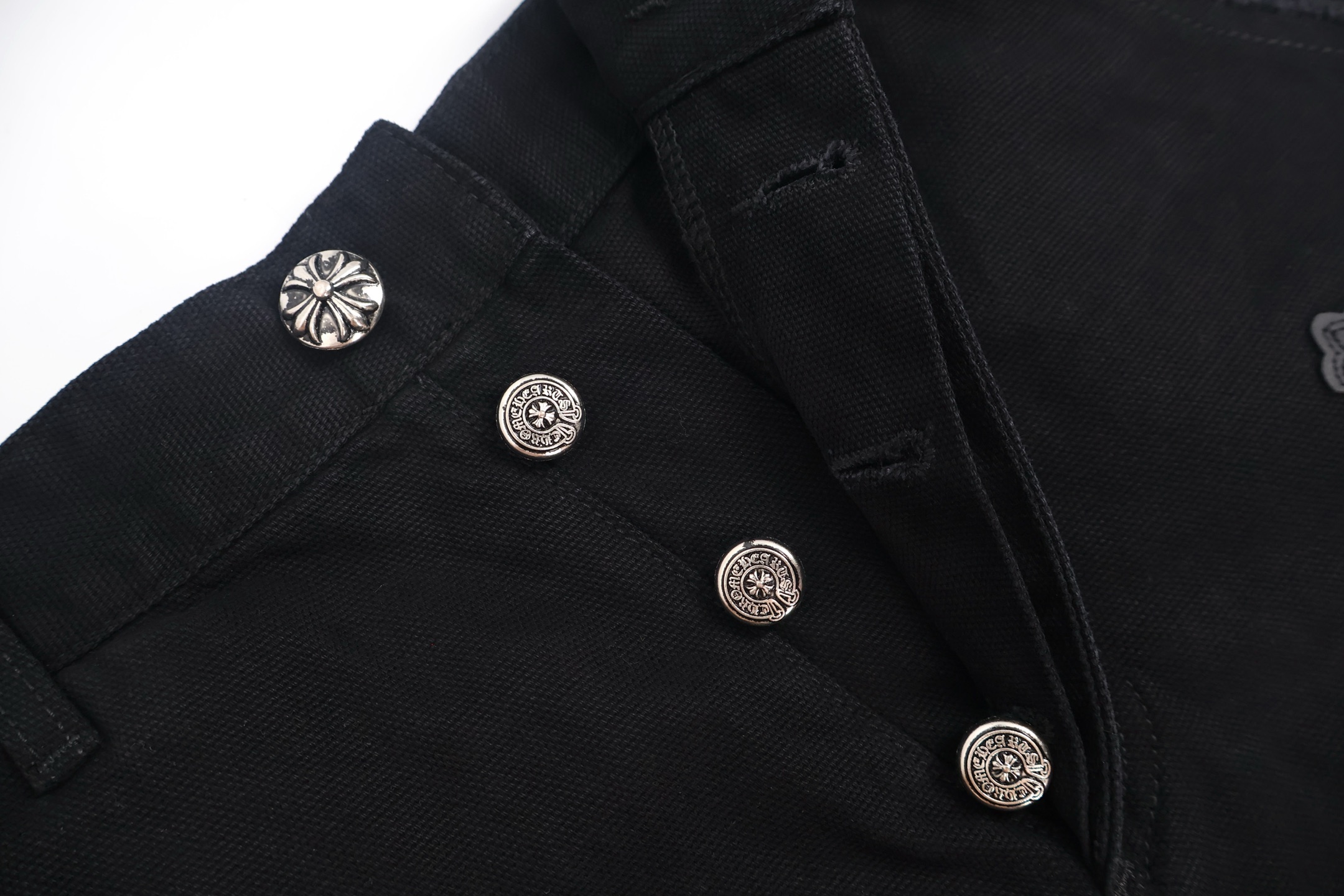 Chrome Hearts 克罗心 贴皮十字架牛仔短裤 五分裤 休闲裤 黑色 B0