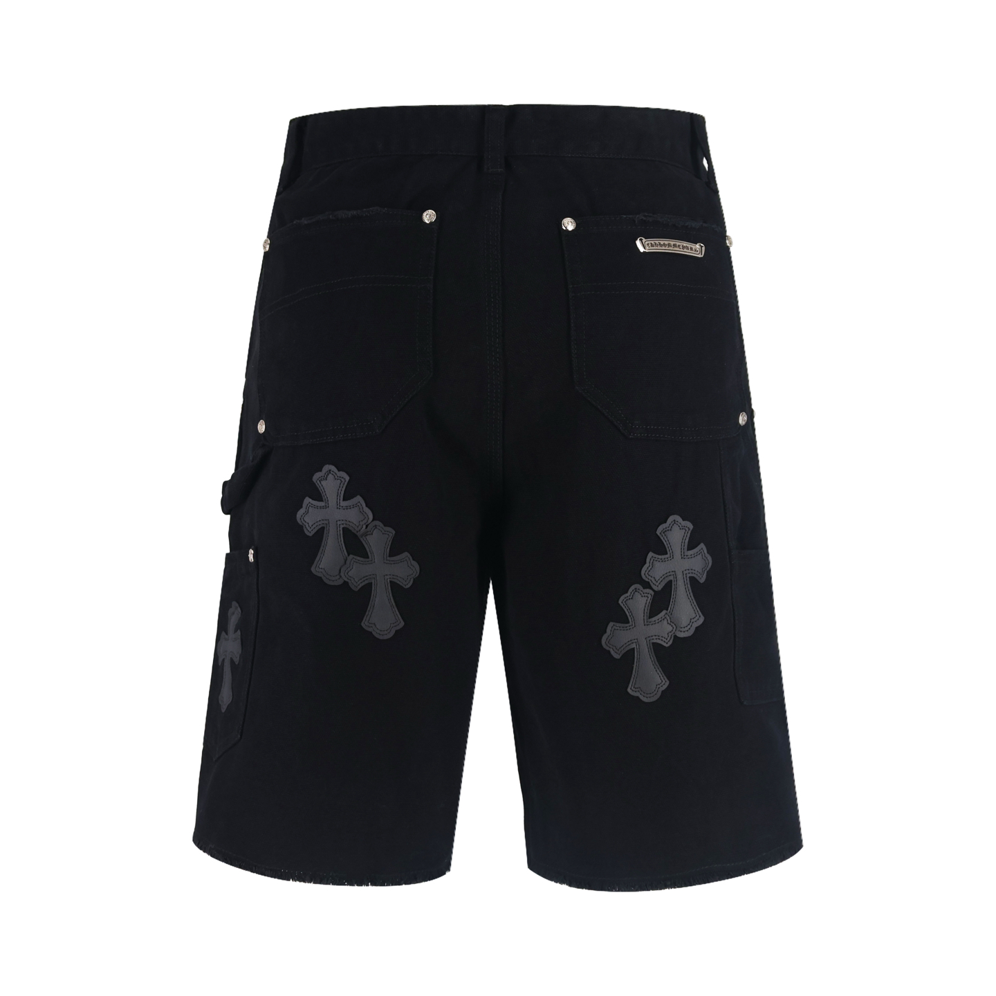 Chrome Hearts 克罗心 贴皮十字架牛仔短裤 五分裤 休闲裤 黑色 B0