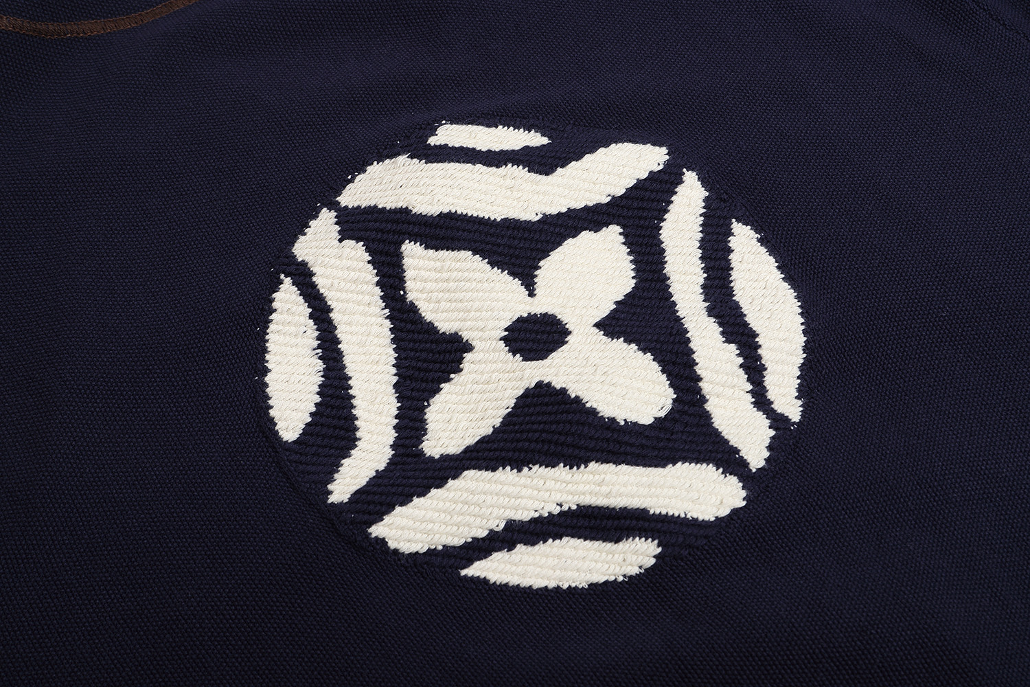 LOUIS VUITTON 路易威登 LV Nigo 联名款 针织提花V领棒球衫 短袖 外套 藏蓝色 B0 1AIMCQ