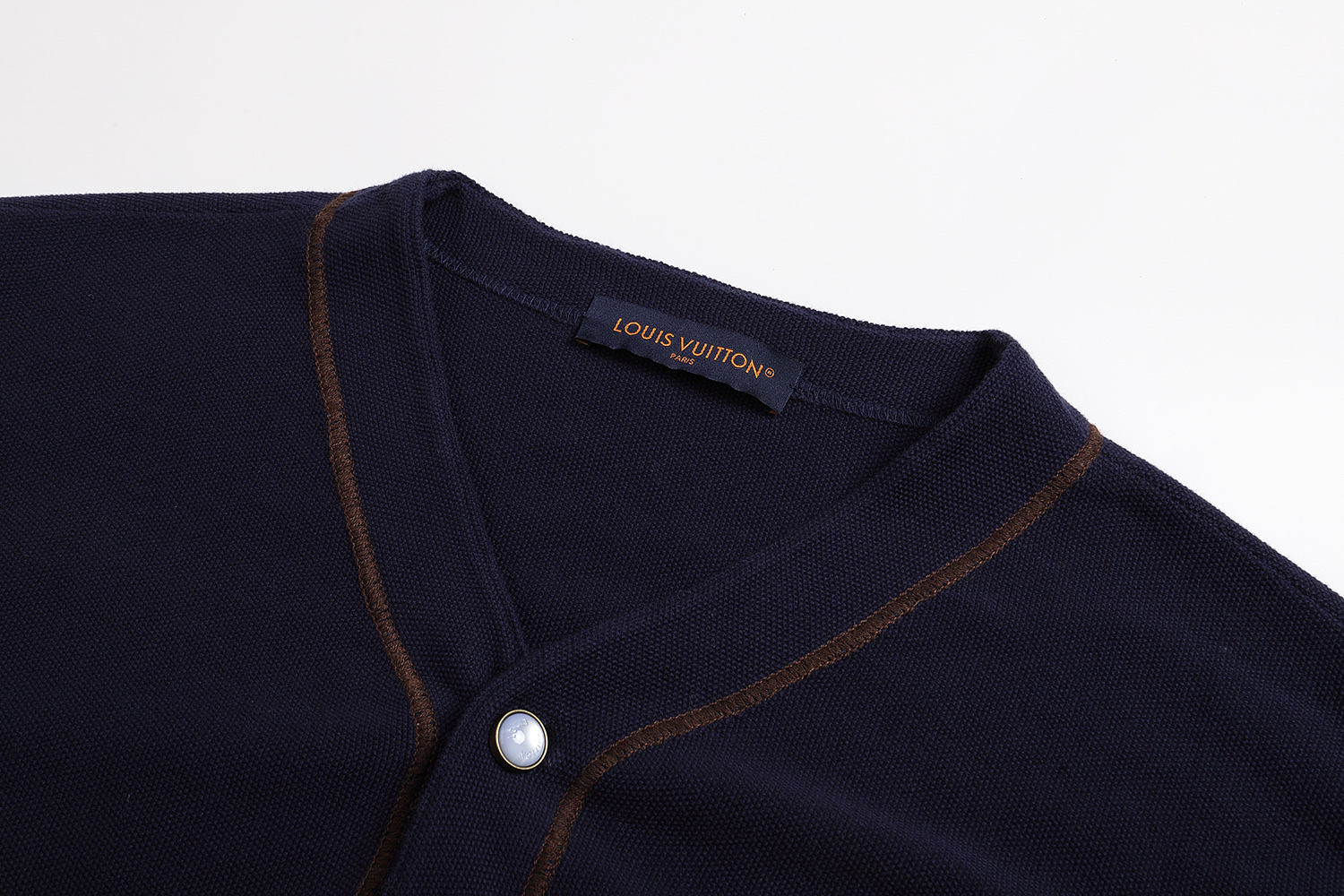 LOUIS VUITTON 路易威登 LV Nigo 联名款 针织提花V领棒球衫 短袖 外套 藏蓝色 B0 1AIMCQ
