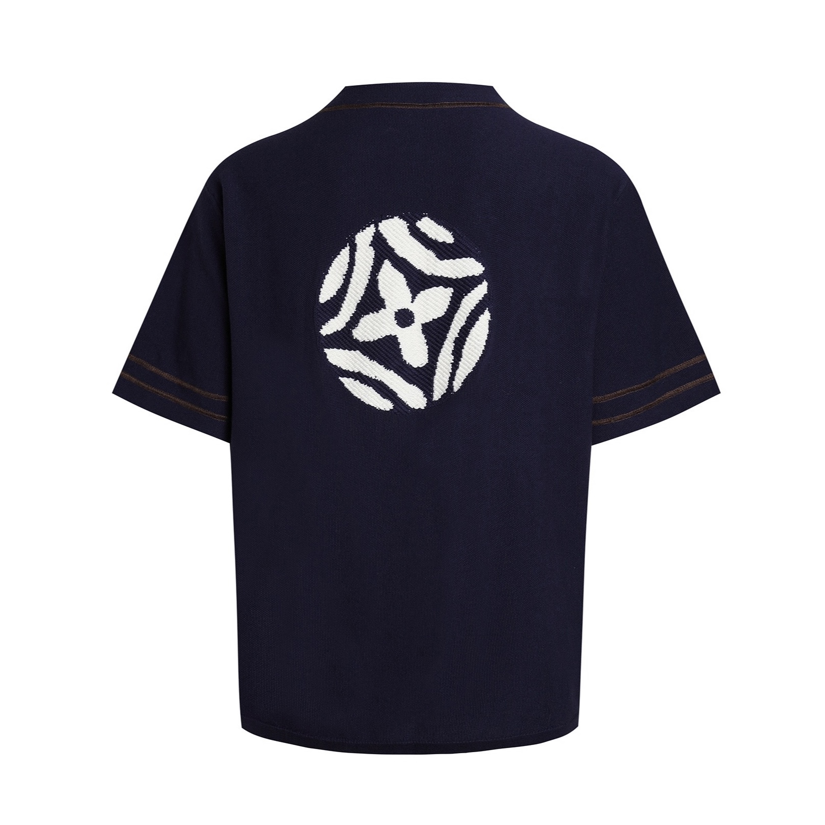 LOUIS VUITTON 路易威登 LV Nigo 联名款 针织提花V领棒球衫 短袖 外套 藏蓝色 B0 1AIMCQ