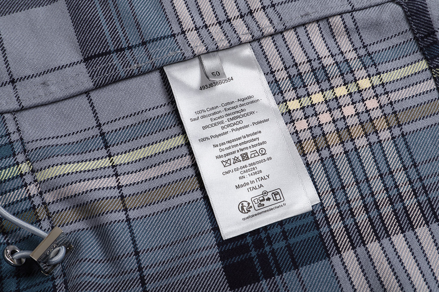 DIOR 迪奥 格纹拉链衬衫 夹克 外套 长袖 灰色 B0 513C540A6474-C880