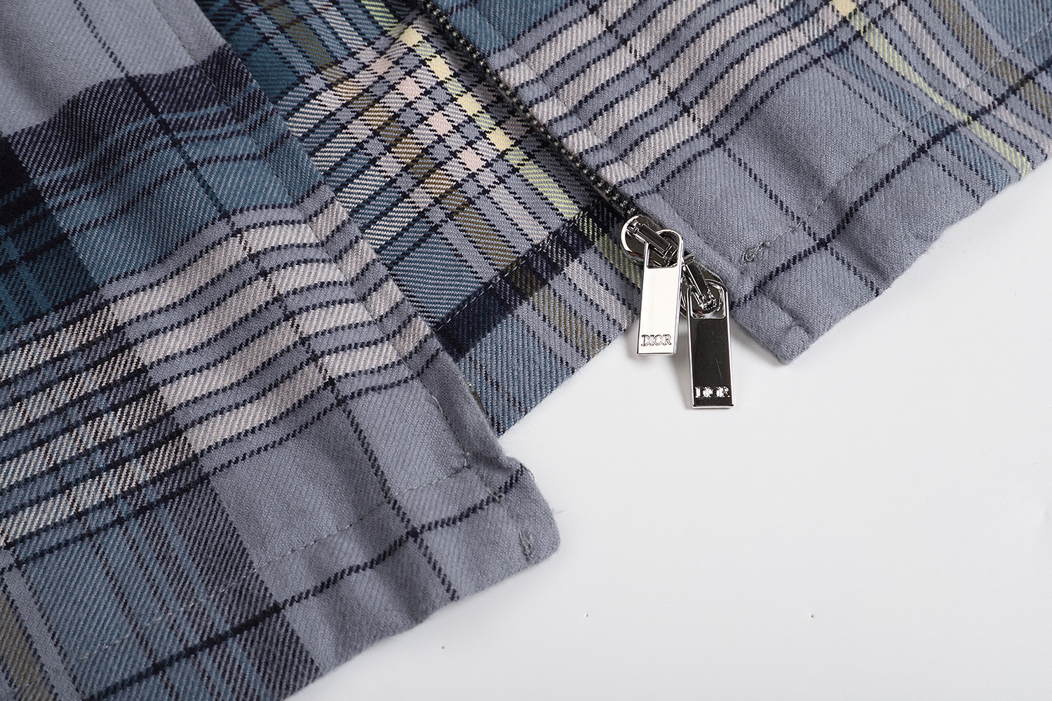 DIOR 迪奥 格纹拉链衬衫 夹克 外套 长袖 灰色 B0 513C540A6474-C880