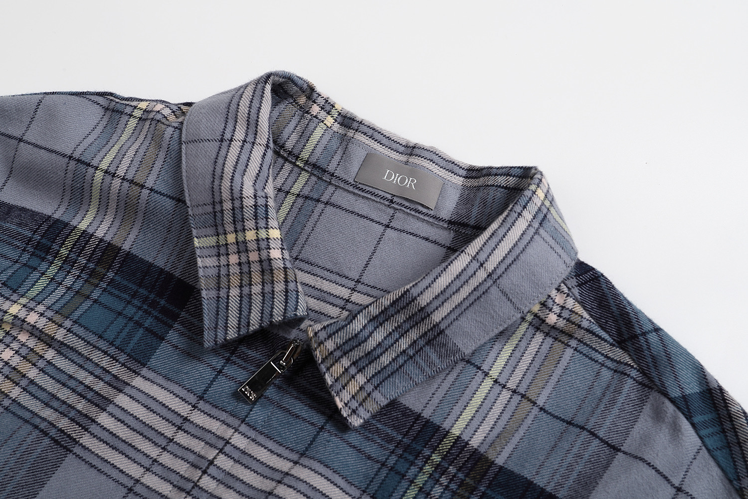 DIOR 迪奥 格纹拉链衬衫 夹克 外套 长袖 灰色 B0 513C540A6474-C880
