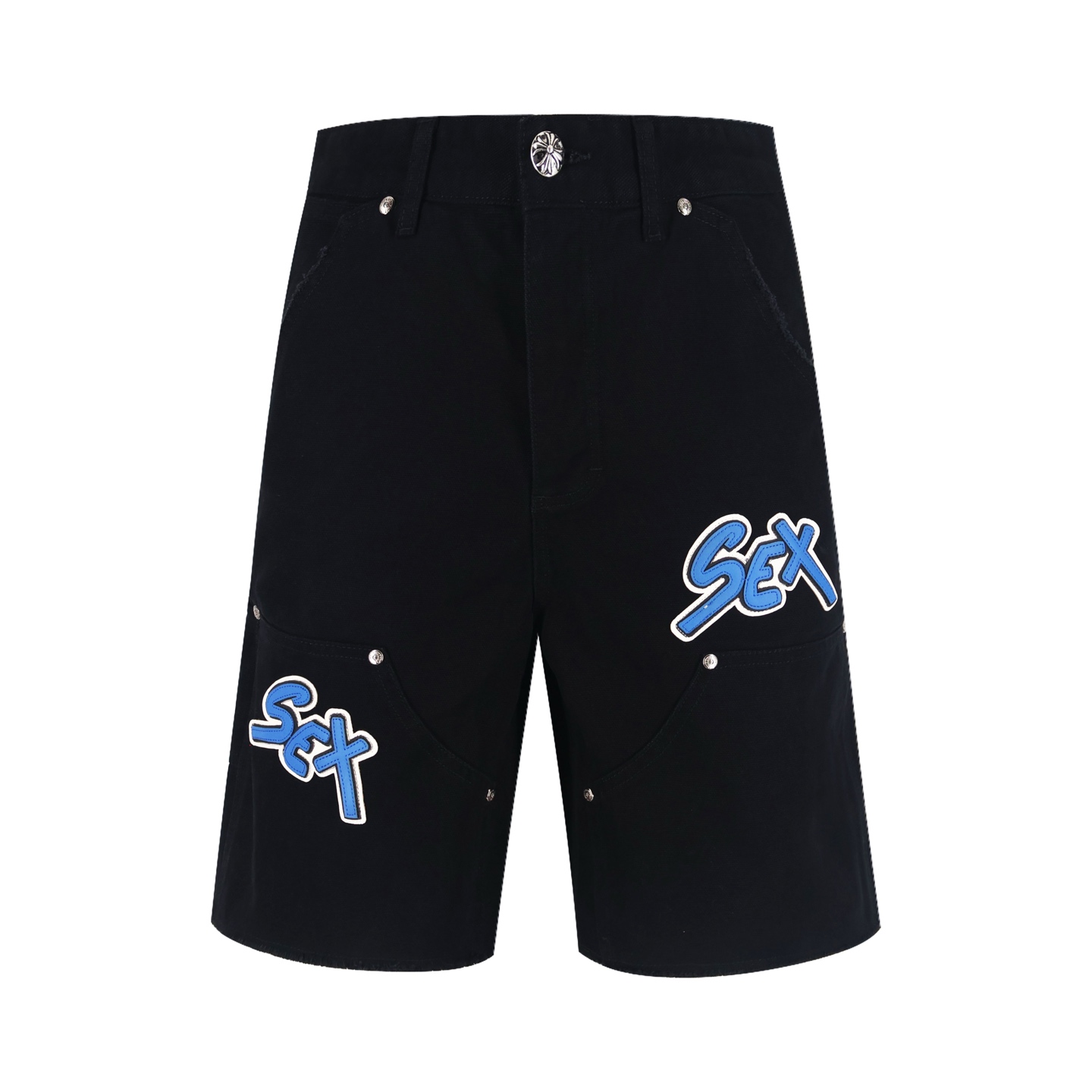 Chrome Hearts 克罗心 Sex贴皮牛仔短裤 五分裤 休闲裤 黑色 B0