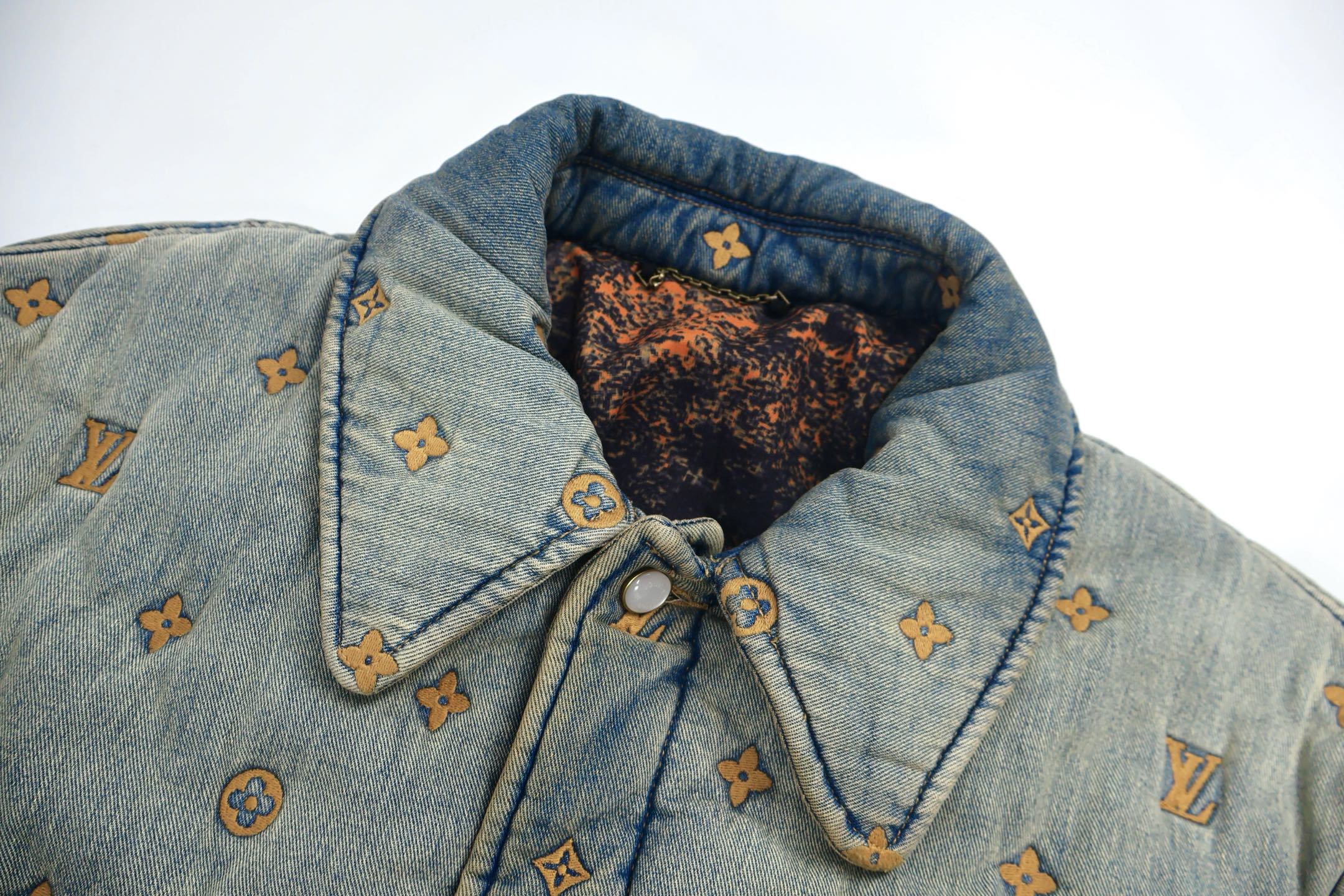 LOUIS VUITTON 路易威登 老花满印刺绣牛仔外套 棉服 夹克 长袖 蓝色 D0 