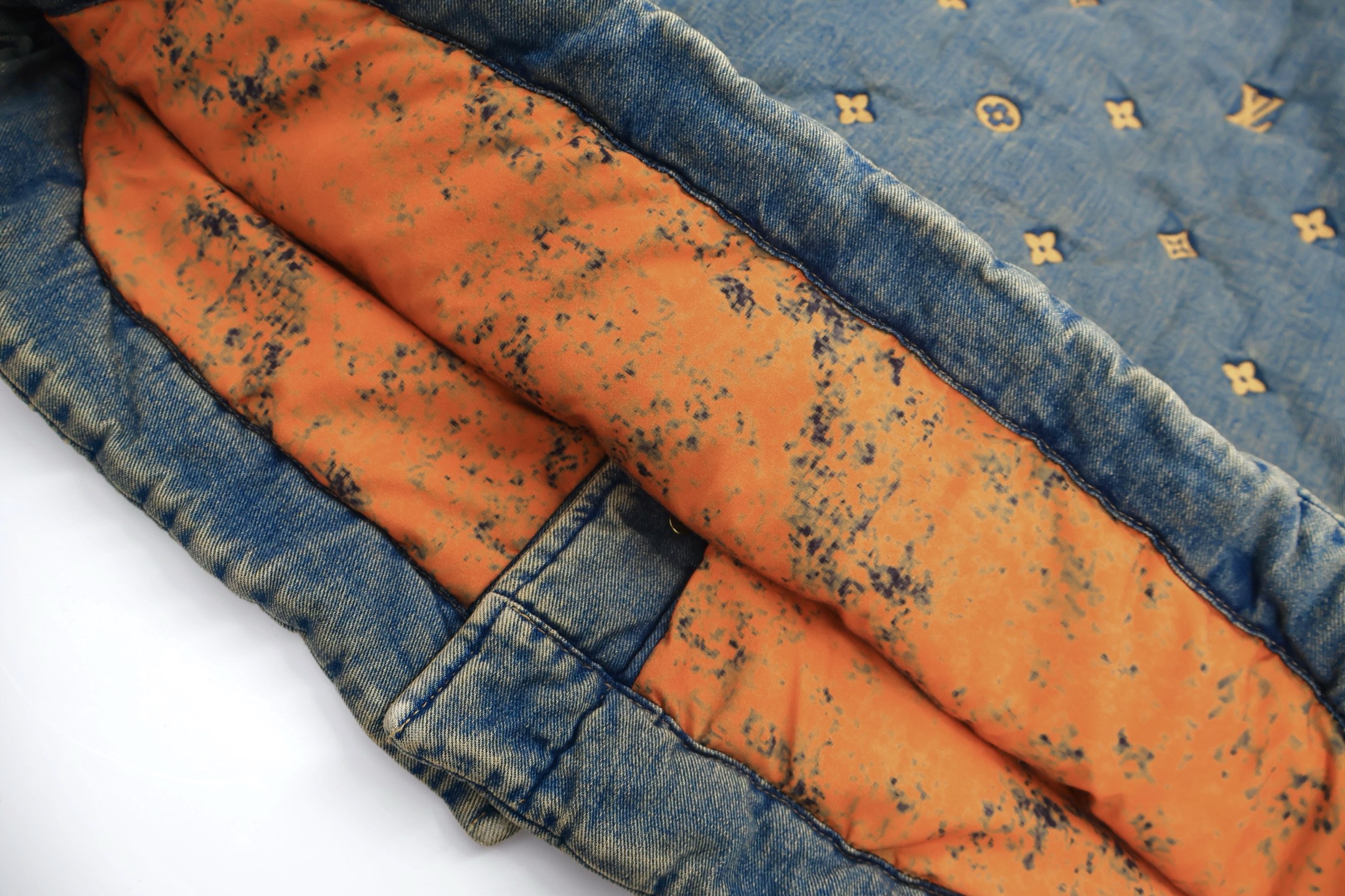 LOUIS VUITTON 路易威登 老花满印刺绣牛仔外套 棉服 夹克 长袖 蓝色 D0 