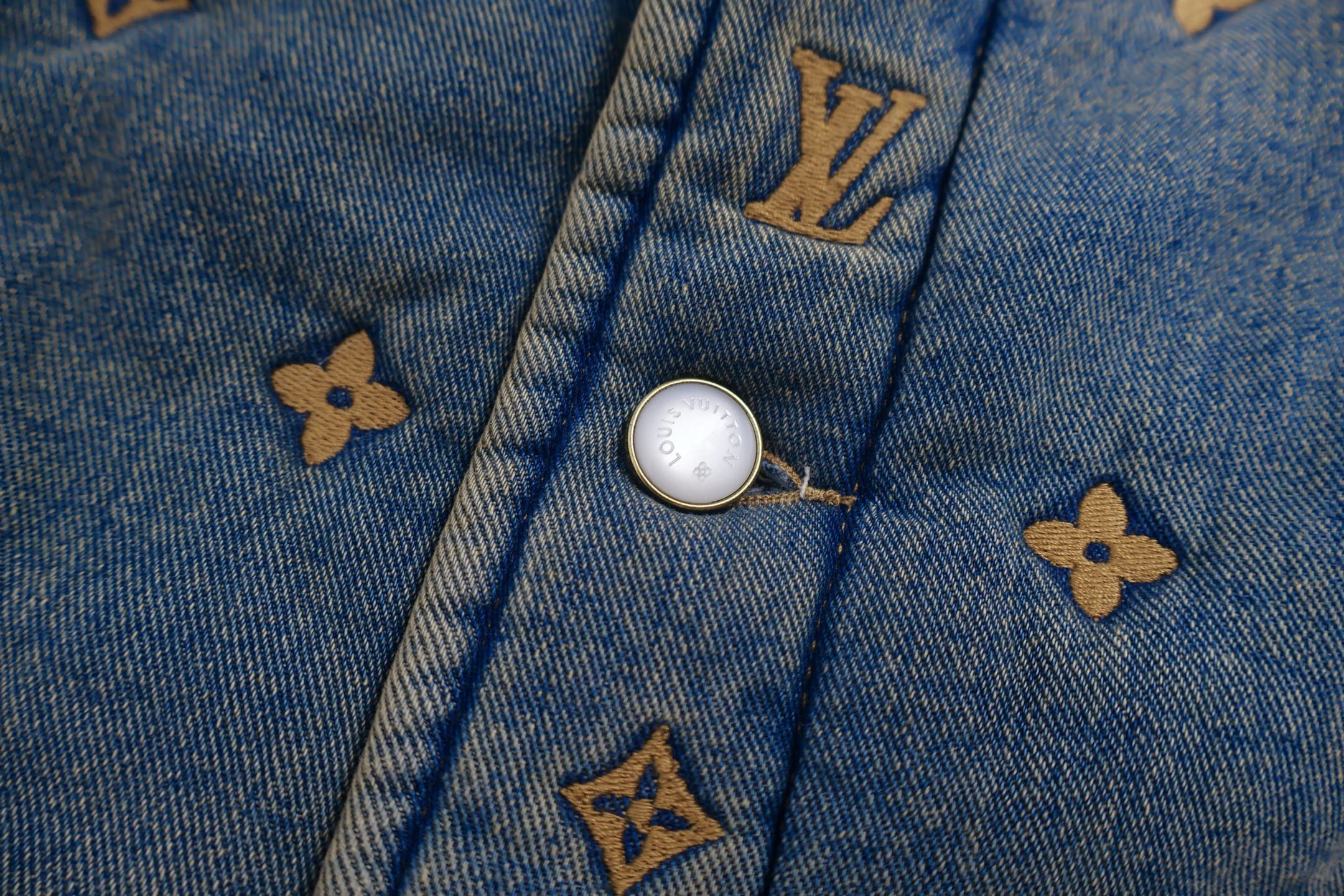 LOUIS VUITTON 路易威登 老花满印刺绣牛仔外套 棉服 夹克 长袖 蓝色 D0 