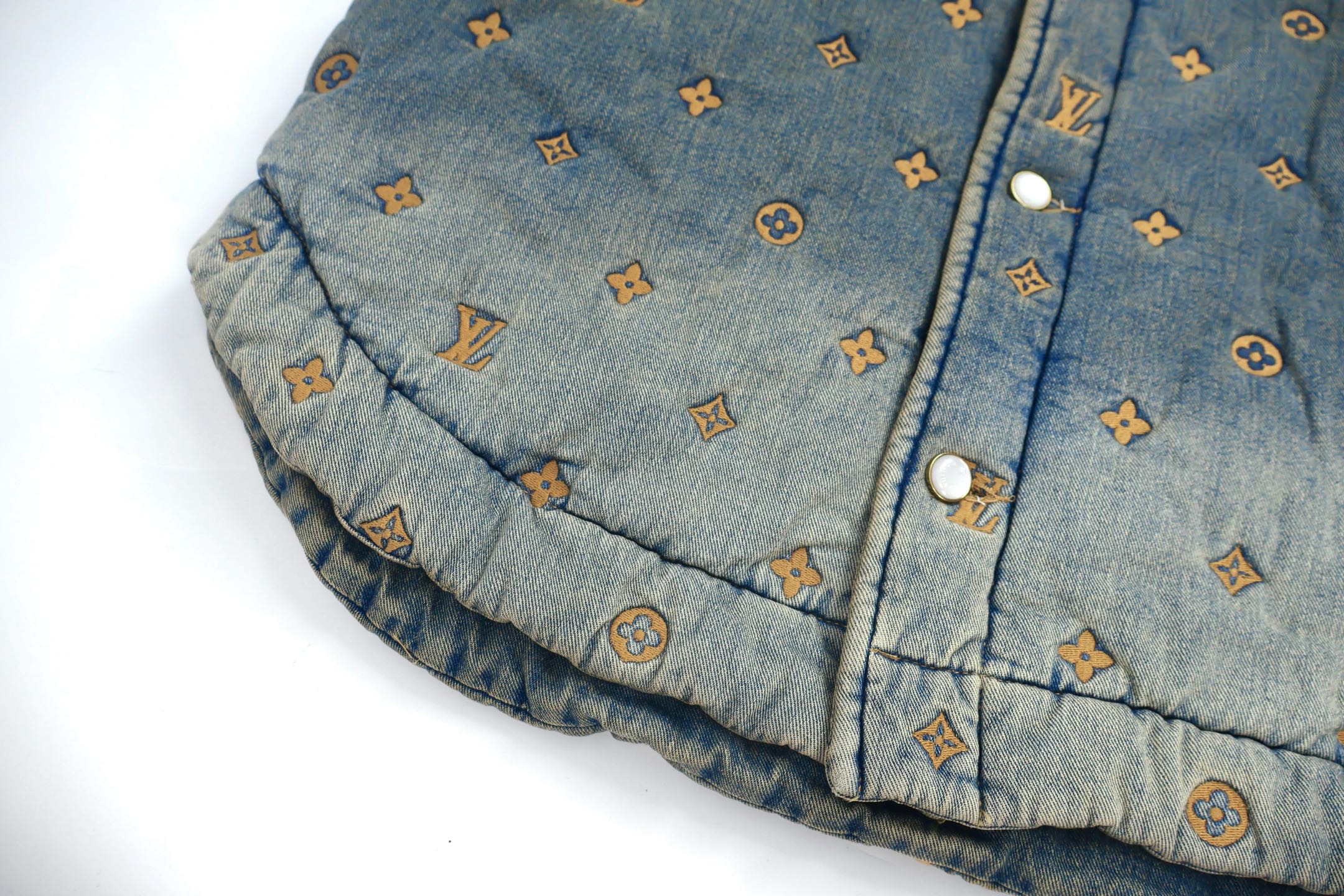 LOUIS VUITTON 路易威登 老花满印刺绣牛仔外套 棉服 夹克 长袖 蓝色 D0 