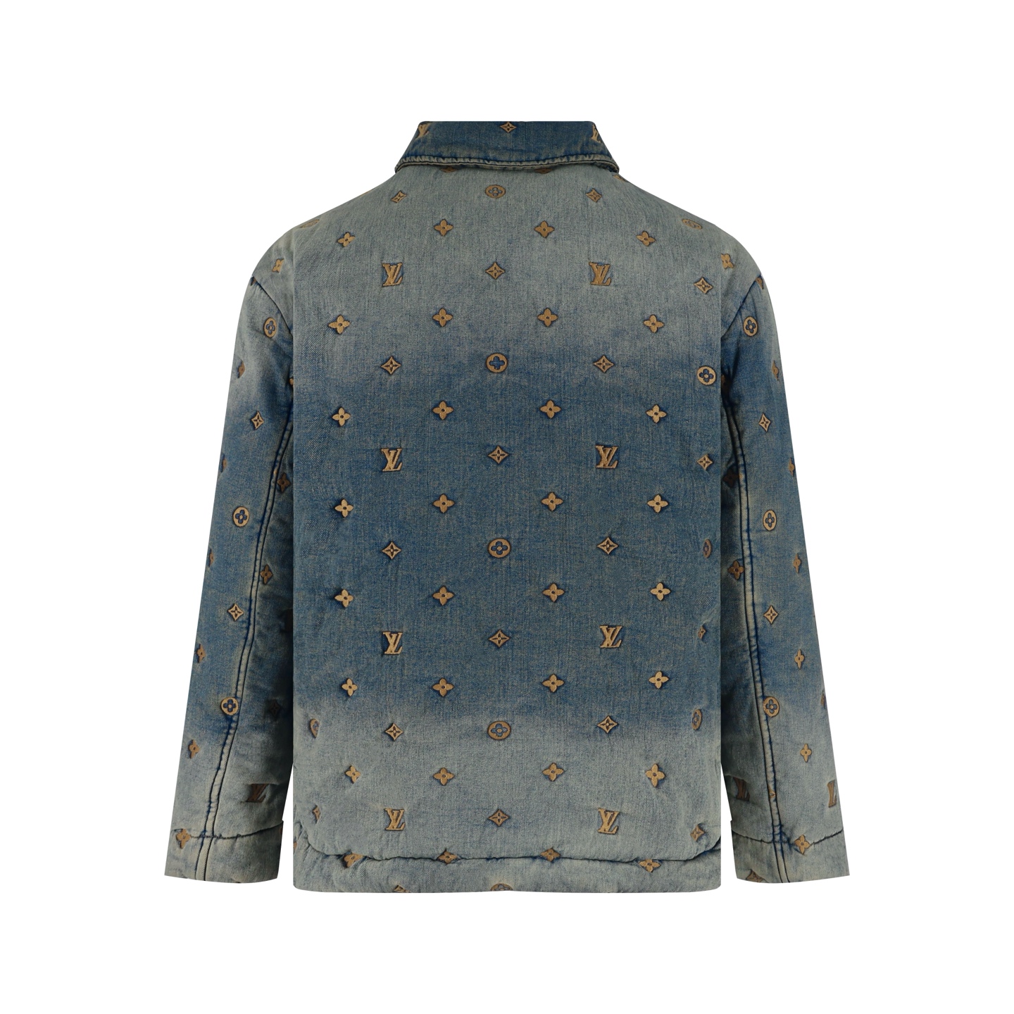 LOUIS VUITTON 路易威登 老花满印刺绣牛仔外套 棉服 夹克 长袖 蓝色 D0 