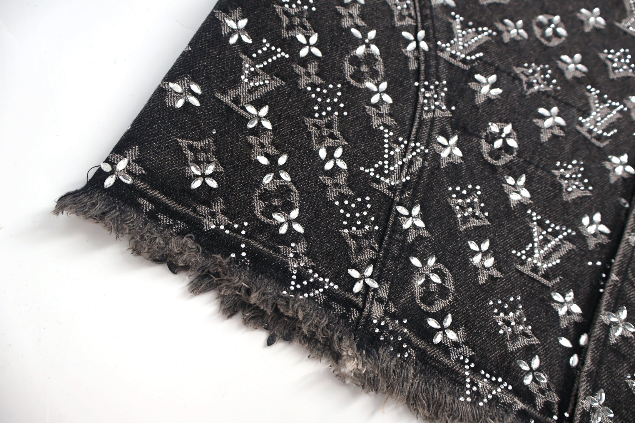 LOUIS VUITTON 路易威登 老花满印烫钻牛仔外套 夹克 长袖 黑色 C0 1ABY8Z