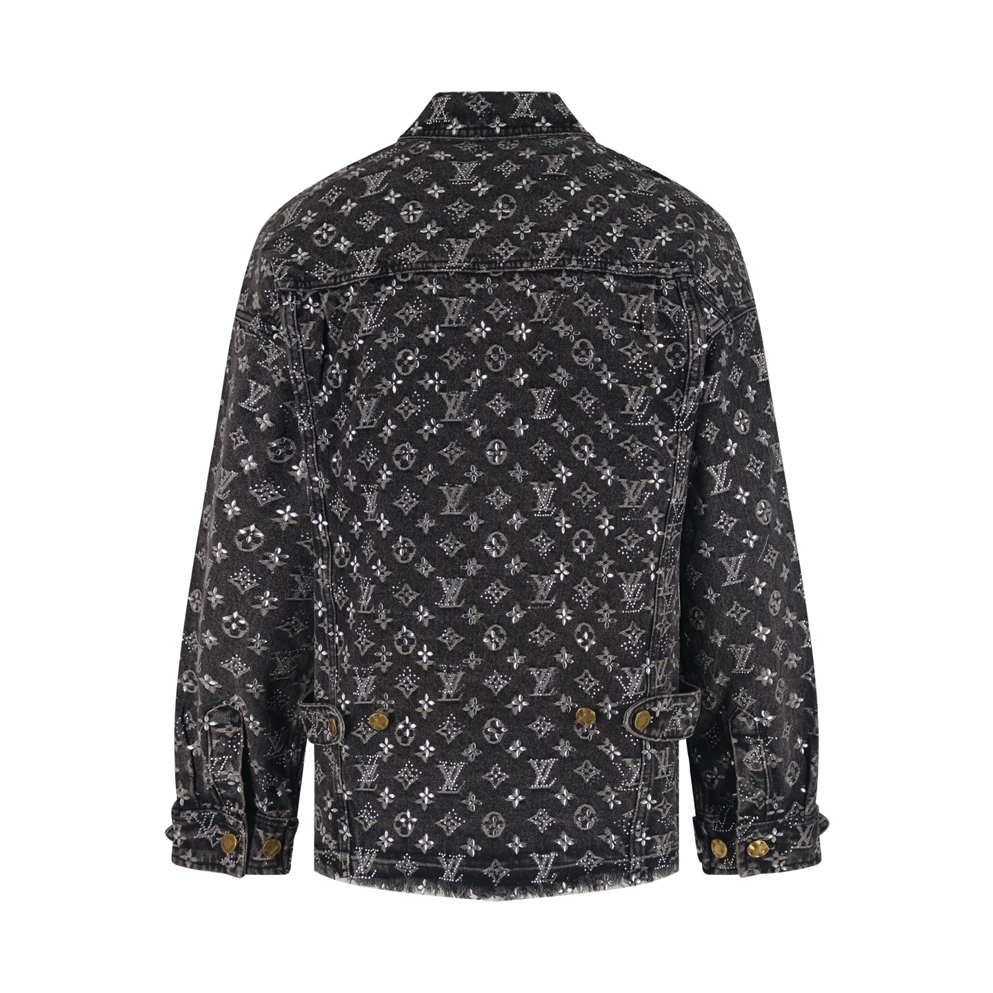 LOUIS VUITTON 路易威登 老花满印烫钻牛仔外套 夹克 长袖 黑色 C0 1ABY8Z