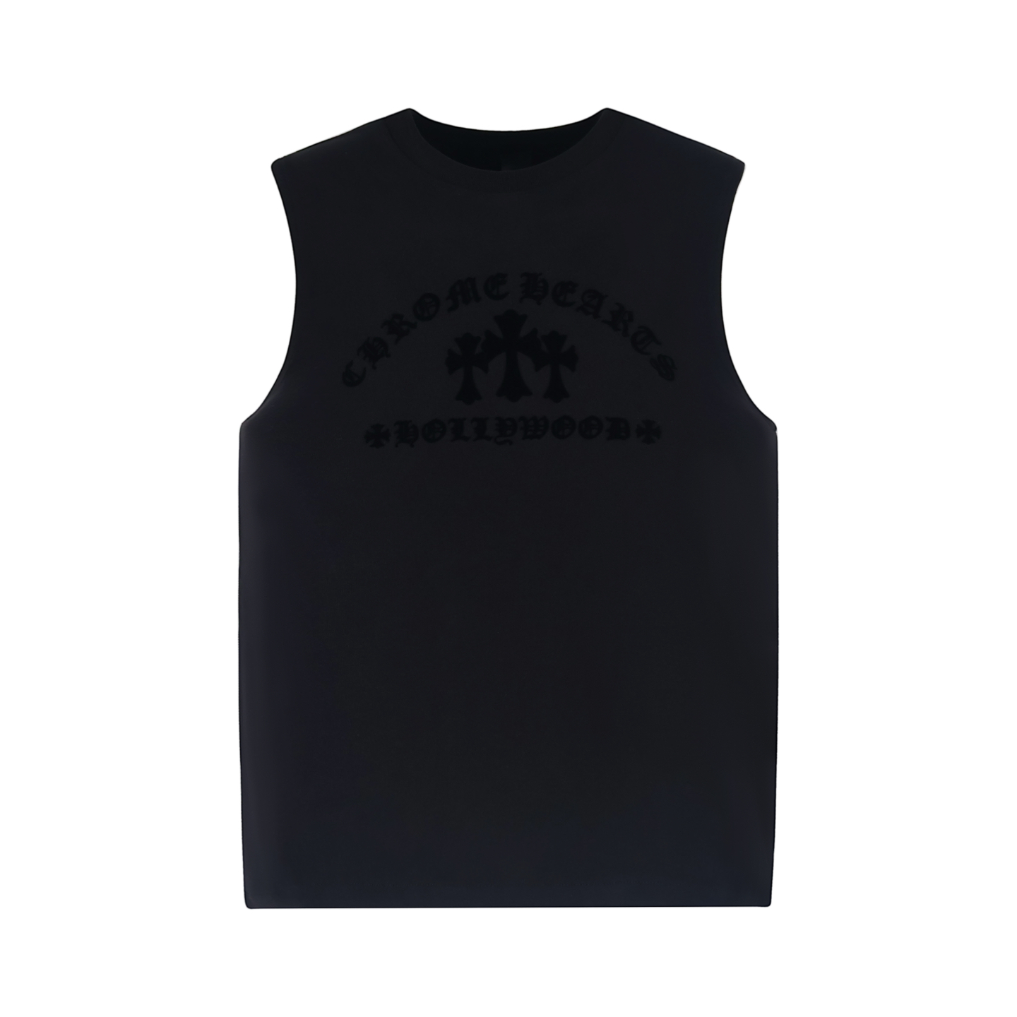 Chrome Hearts 克罗心 植绒十字架背心 短袖 T恤 黑色 A2 