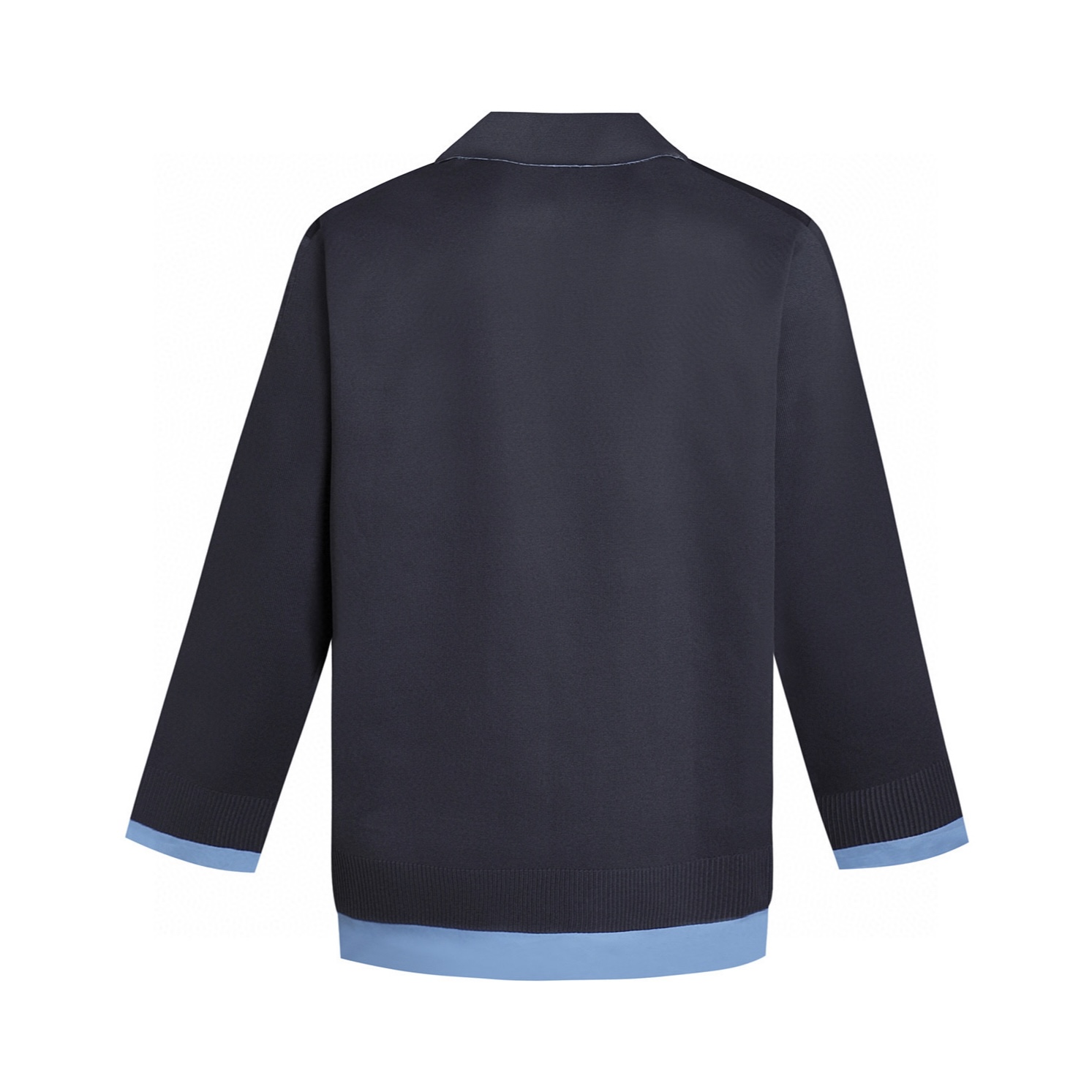 MIU MIU 缪缪 拼接假两件翻领针织开衫 衬衫 外套 长袖 白色 蓝色 MK1890-15Q9-F022X-S-OOO