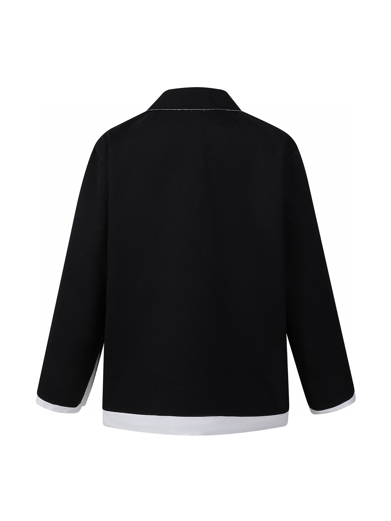 MIU MIU 缪缪 拼接假两件翻领针织开衫 衬衫 外套 长袖 白色 蓝色 MK1890-15Q9-F022X-S-OOO