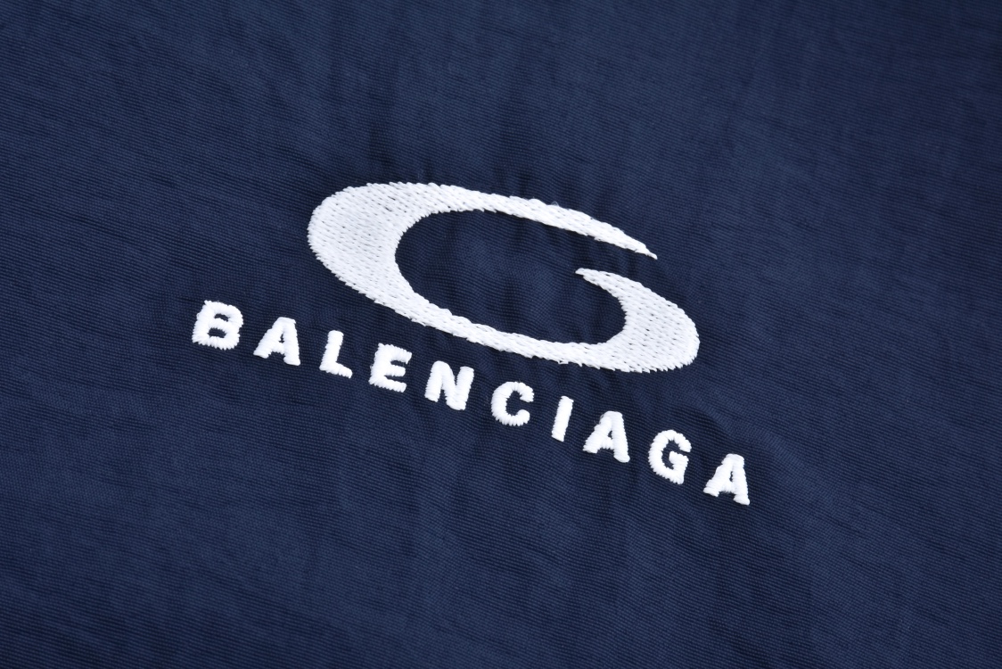 Balenciaga 巴黎世家 双面两穿刺绣拉链立领皮衣夹克 外套 长袖 秋冬 蓝色 C0 808809TRO32