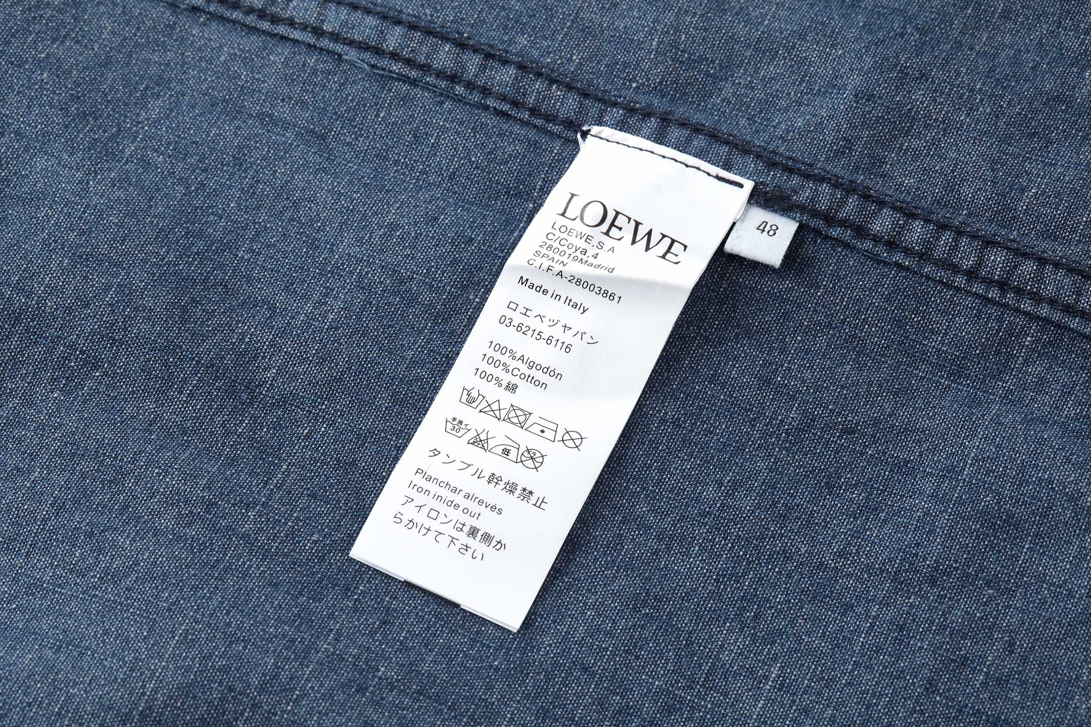 Loewe 罗意威 水洗刺绣口袋牛仔衬衫 外套 牛仔衣 长袖 秋冬 蓝色 B0 H526Y13X205110