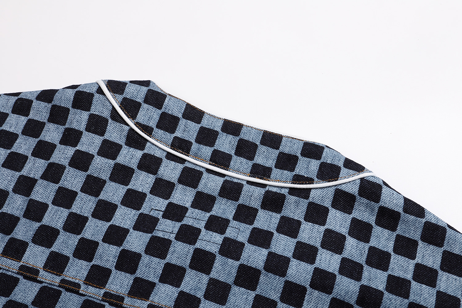 LOUIS VUITTON 路易威登 LV Nigo 联名款 棋盘格V领牛仔棒球衫 牛仔衬衫 短袖 外套 B0 1AIMJG