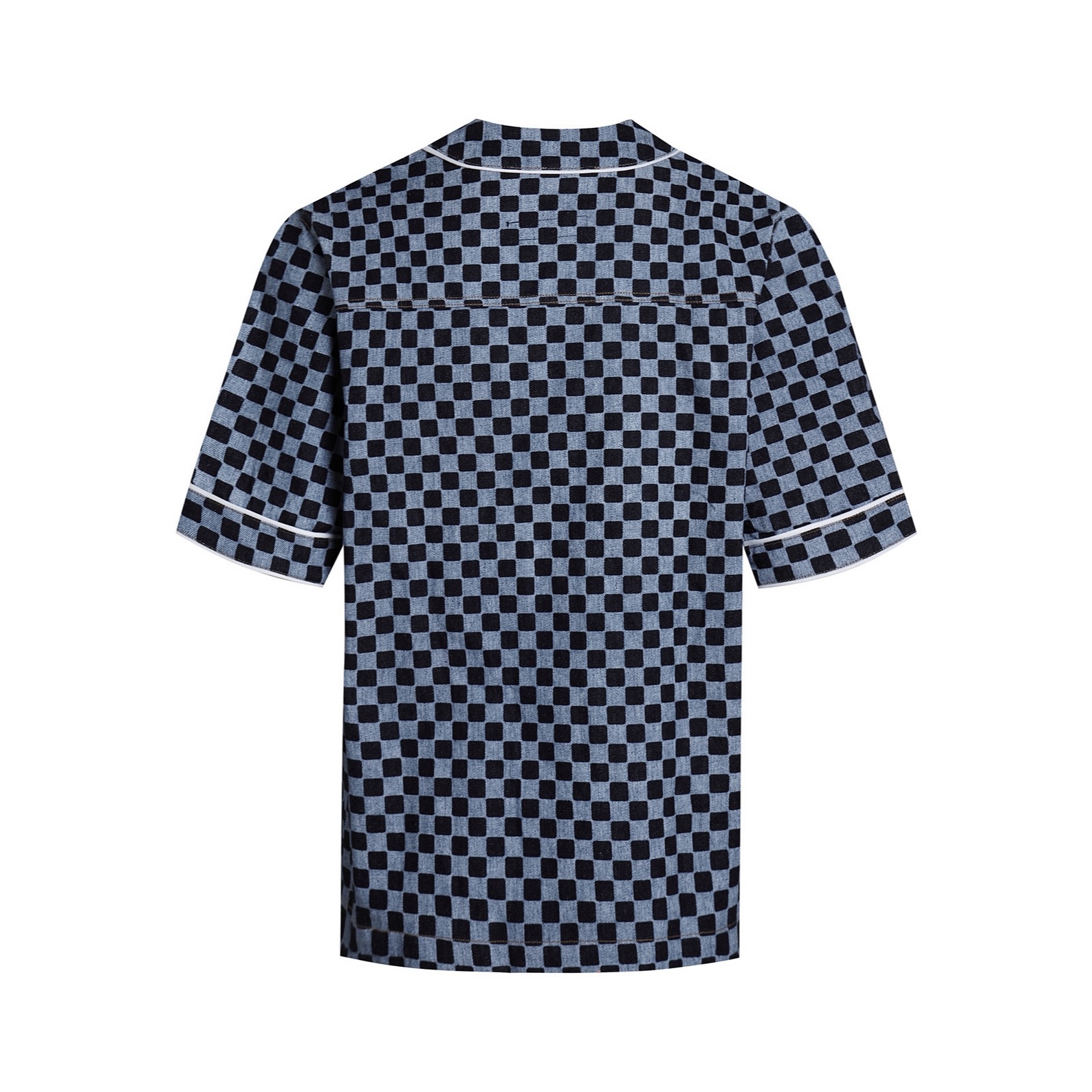 LOUIS VUITTON 路易威登 LV Nigo 联名款 棋盘格V领牛仔棒球衫 牛仔衬衫 短袖 外套 B0 1AIMJG