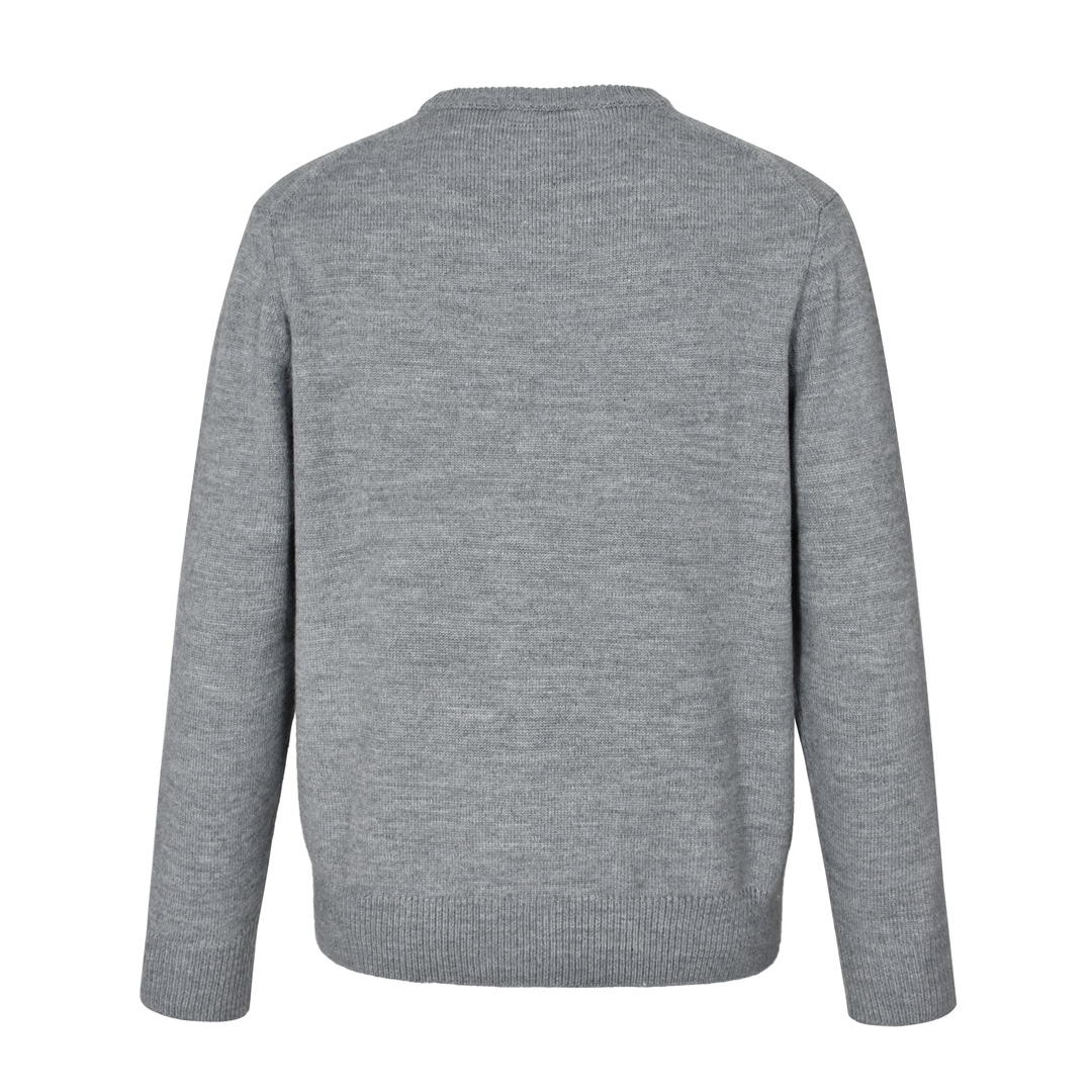 GUCCl 古驰 签名嵌花圆领毛衣 外套 长袖 灰色 B0 795347-XKD74-1423