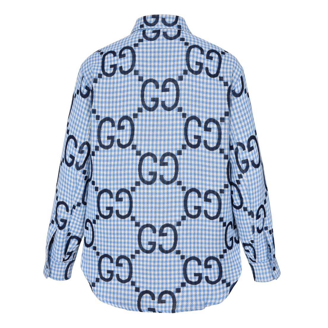 GUCCl 古驰 双G满印衬衫 外套 长袖 蓝色 B0 770438-ZAOBM-4061