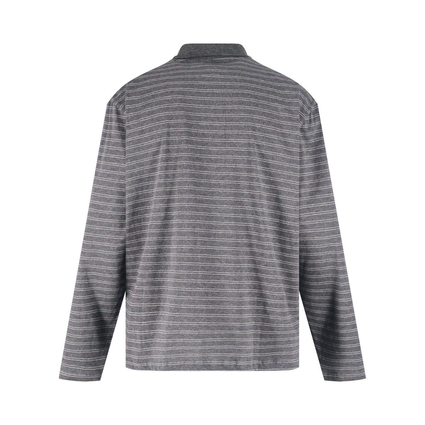 MIU MIU 缪缪 条纹刺绣logo Polo衫 长袖 灰色 A5 MJL015-14RT-F0I13