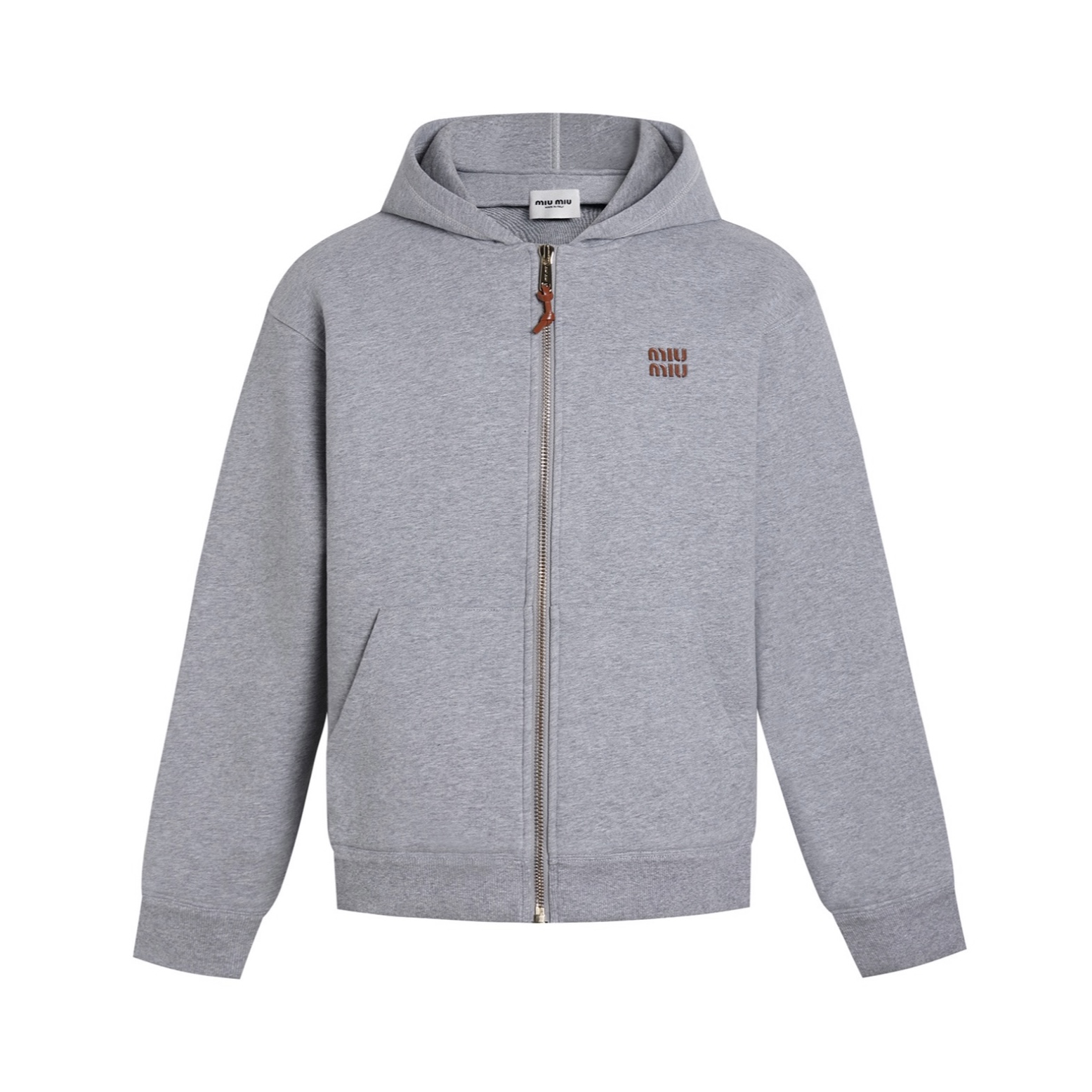 MIU MIU 缪缪 太空棉ogo徽标拉链连帽卫衣 夹克 外套 长袖 蓝色 灰色 C0 ML1064-15EG-F0008-S-OOO