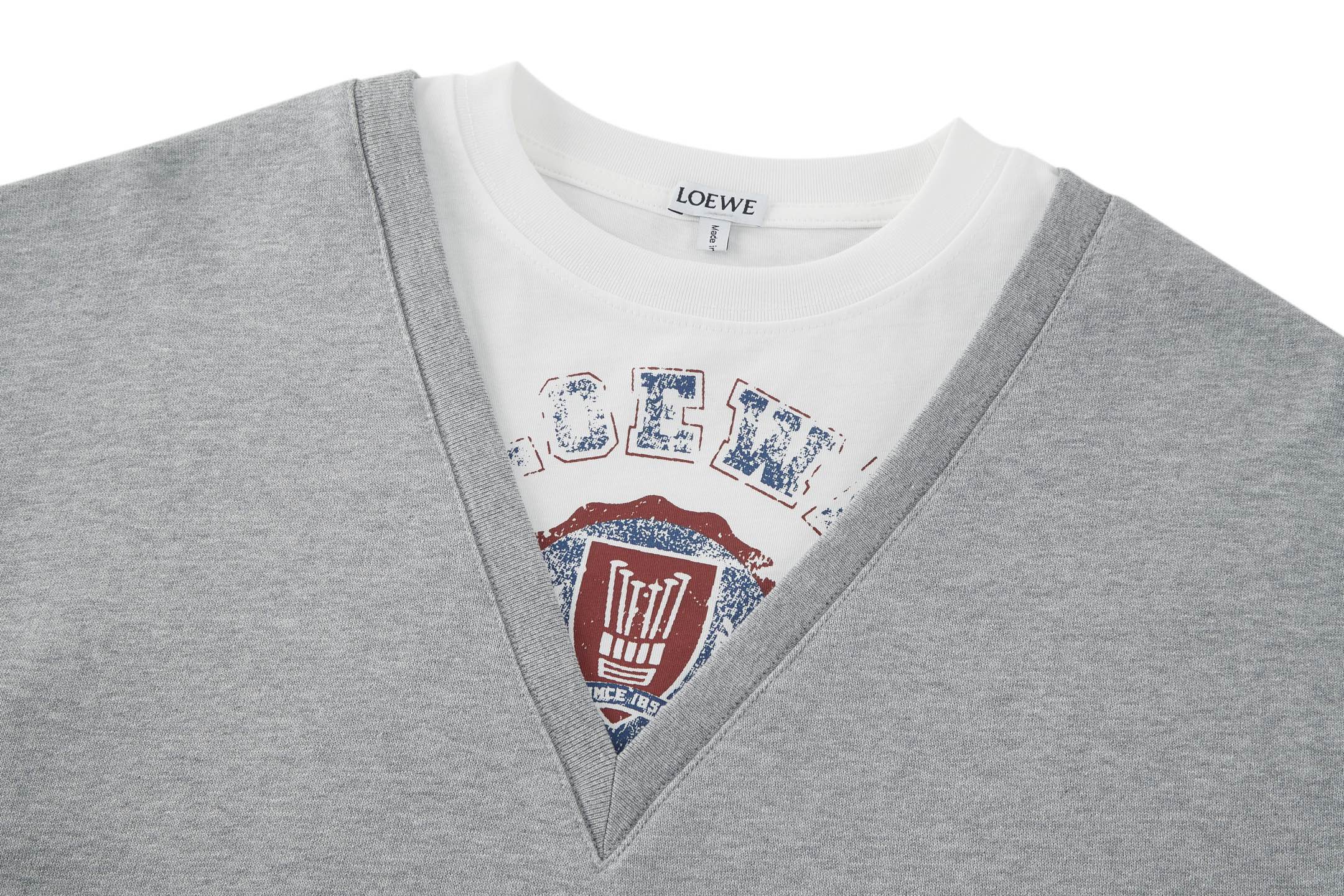 LOEWE 罗意威 假两件V领卫衣 外套 长袖 藏蓝色 灰色 B0 H526Y24X68-5190