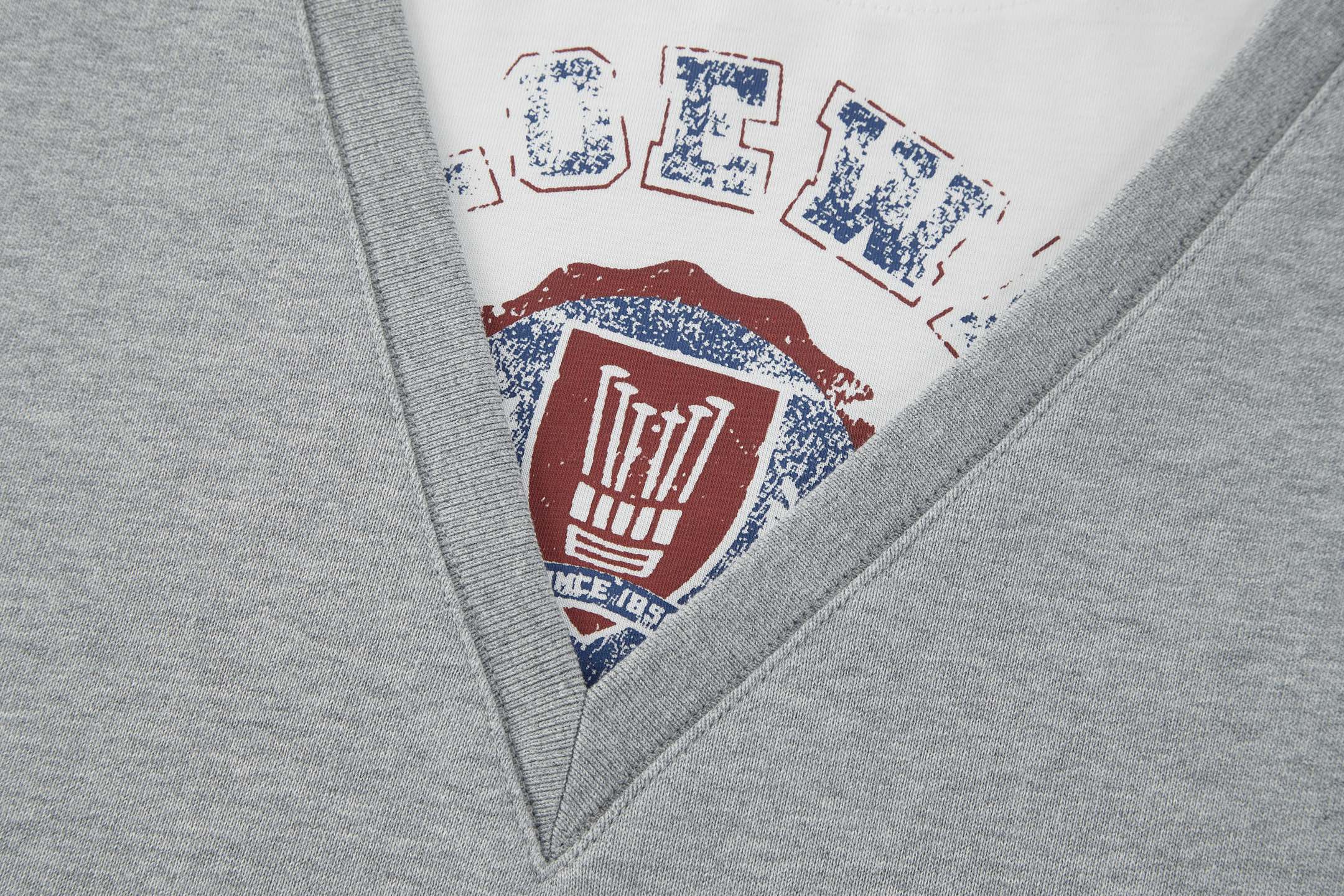 LOEWE 罗意威 假两件V领卫衣 外套 长袖 藏蓝色 灰色 B0 H526Y24X68-5190