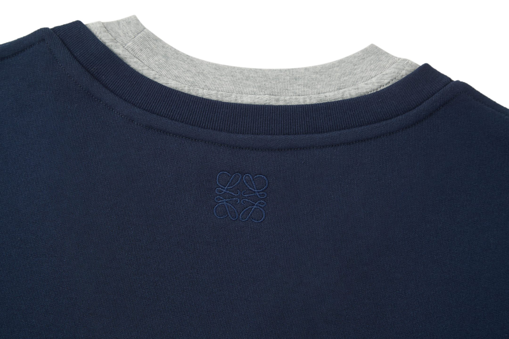 LOEWE 罗意威 假两件V领卫衣 外套 长袖 藏蓝色 灰色 B0 H526Y24X68-5190