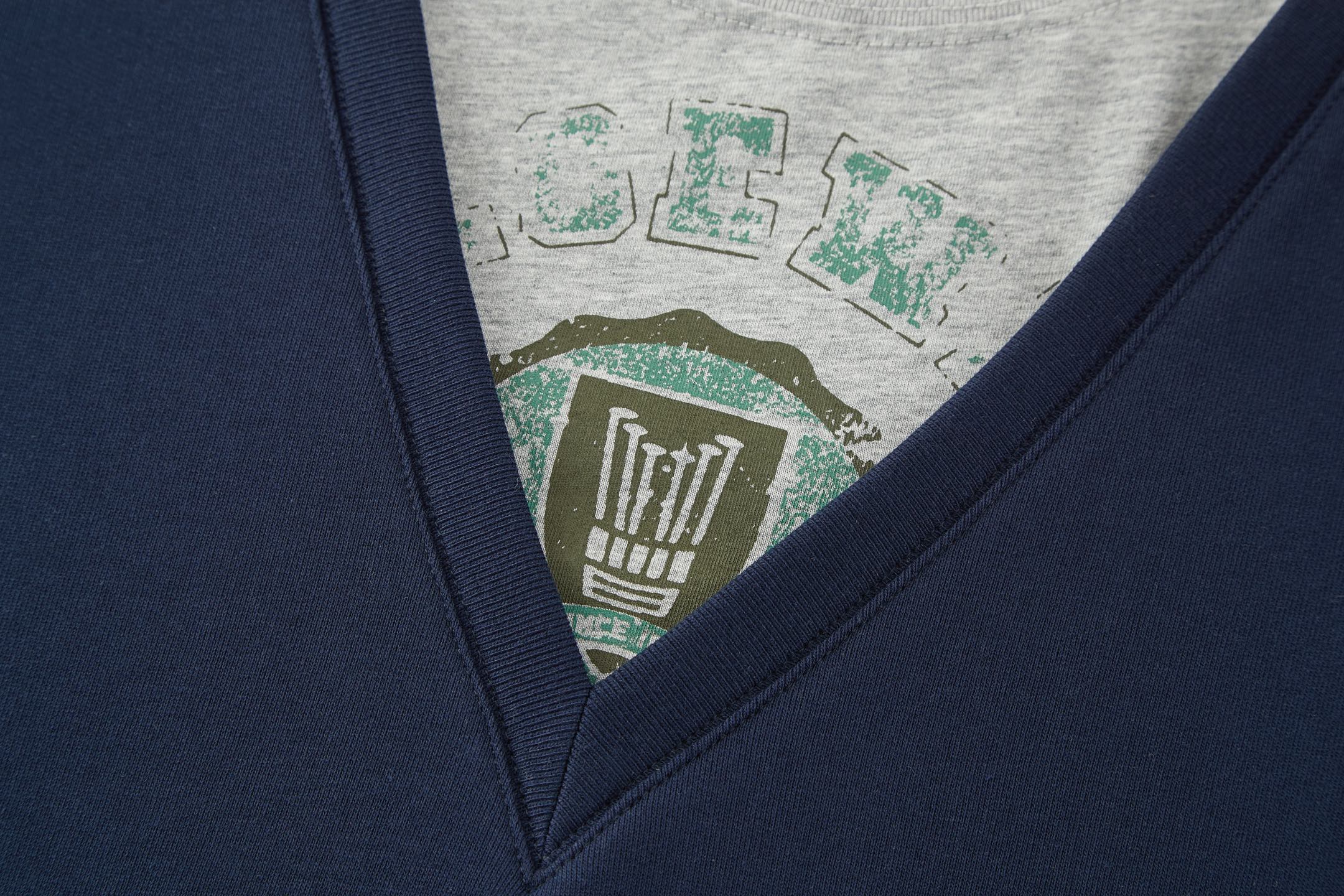 LOEWE 罗意威 假两件V领卫衣 外套 长袖 藏蓝色 灰色 B0 H526Y24X68-5190